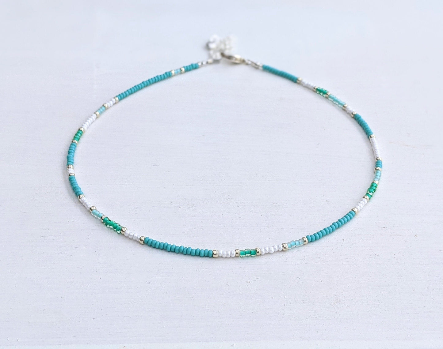 Beaded Surfer Necklace for Women Ocean Lover Gift Idea for Teen Girl Tiny Seed Bead Necklace Vacation Jewelry for Travel Women Bead Necklace