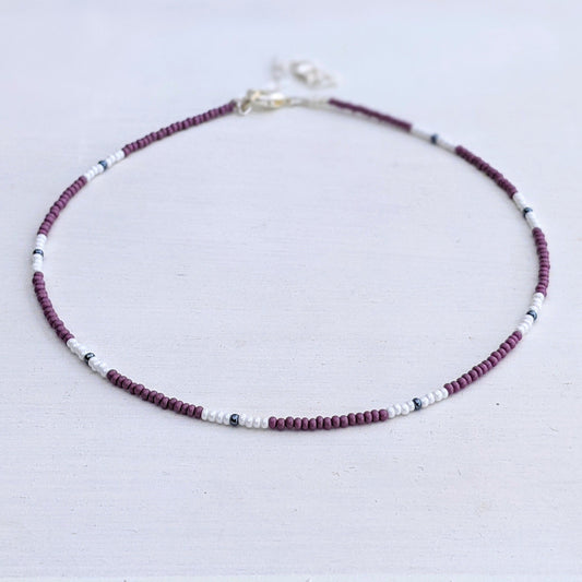 Lavender ⋆ Seed Bead Choker, Dainty Choker, Seed Bead Necklace, Small Beaded Necklace, Simple Necklace, Beach Necklace, Purple Beaded Choker