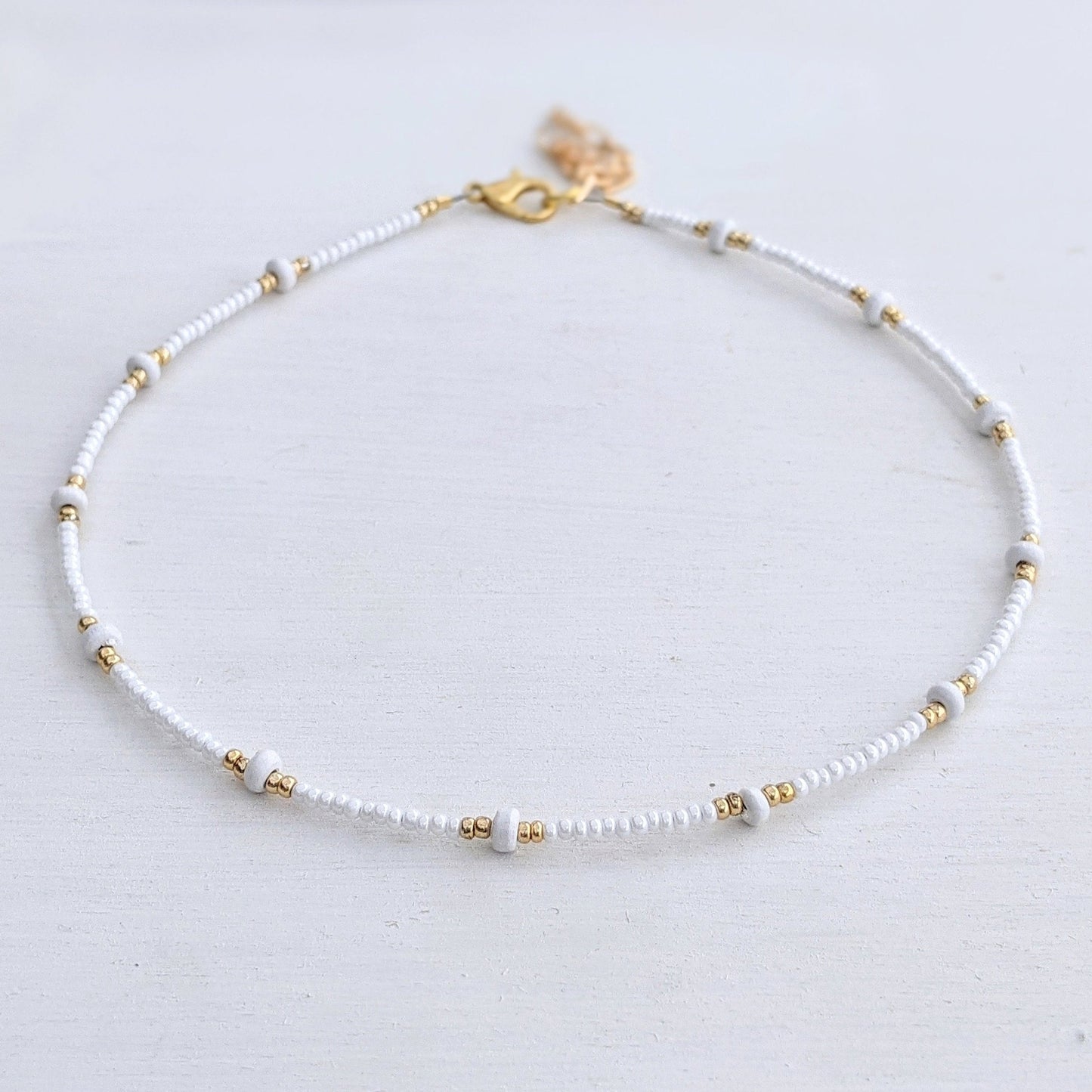 Star Glimmer ⋆ Seed Bead Choker, White Beaded Choker, Beach Choker, Boho Bead Choker, Seed Bead Necklace, Bead Choker, Beaded Necklace