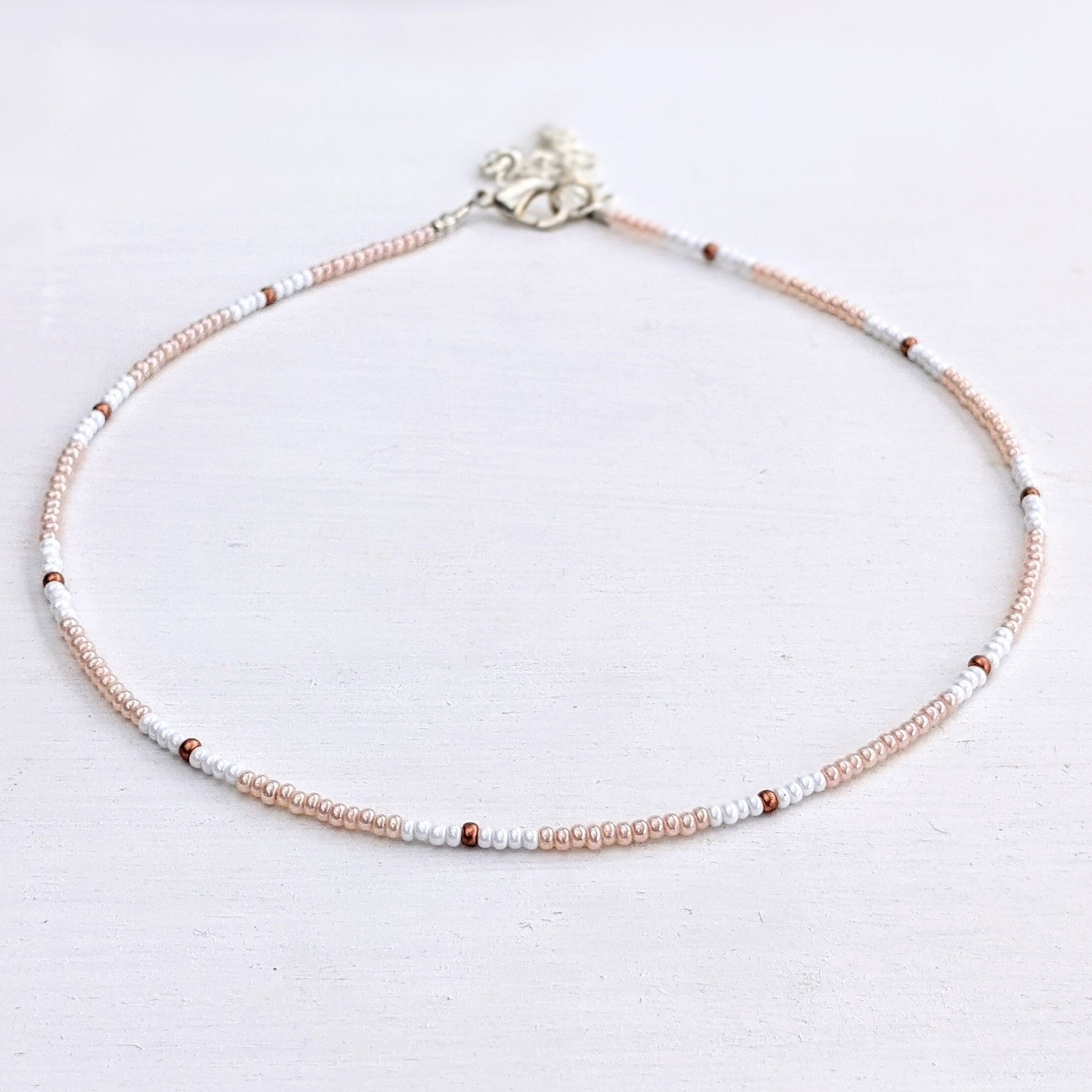 Beachy Pink ⋆ Seed Bead Choker, Beach Necklace, Dainty Beaded Necklace, Pink Necklace, Colorful Necklace, Seed Bead Necklace, Beaded Choker