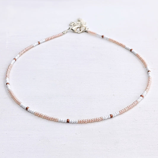 Beachy Pink ⋆ Seed Bead Choker, Beach Necklace, Dainty Beaded Necklace, Pink Necklace, Colorful Necklace, Seed Bead Necklace, Beaded Choker