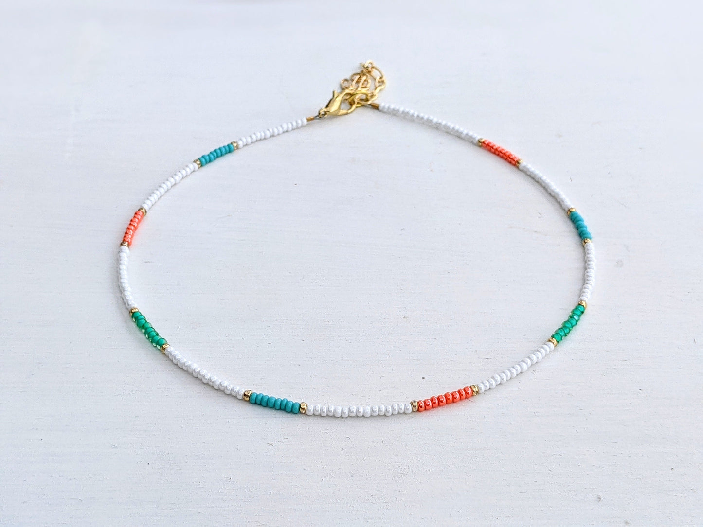 Beaded Surfer Necklace for Women Seed Bead Choker Colorful Beach Necklace Boho Summer Jewelry Handmade Layering Surfer Bead Necklace
