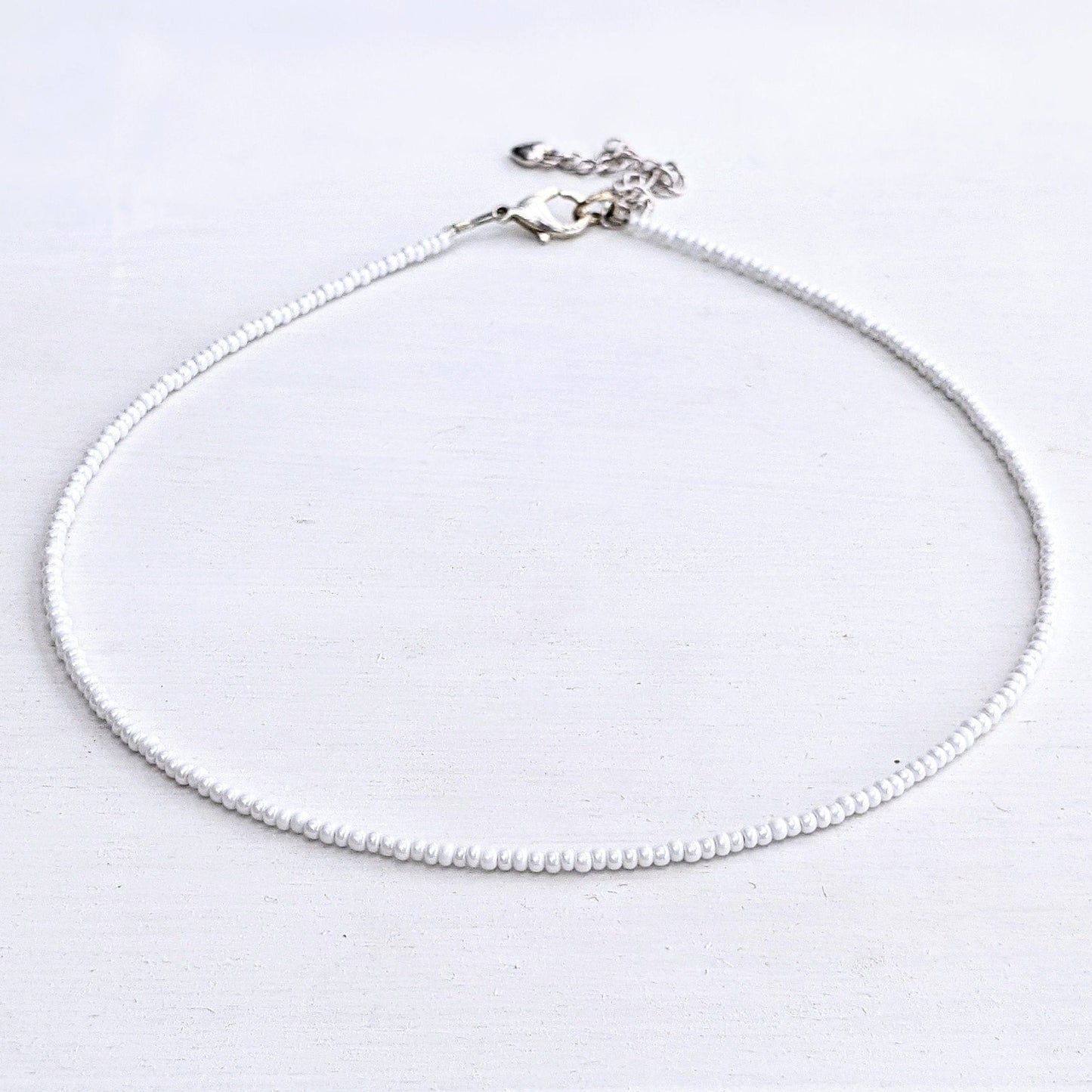 Snowflake ⋆ White Beaded Choker, Seed Bead Choker, Seed Bead Necklace, Beach Choker, Dainty Choker, Beaded Necklace, Simple Necklace, Choker