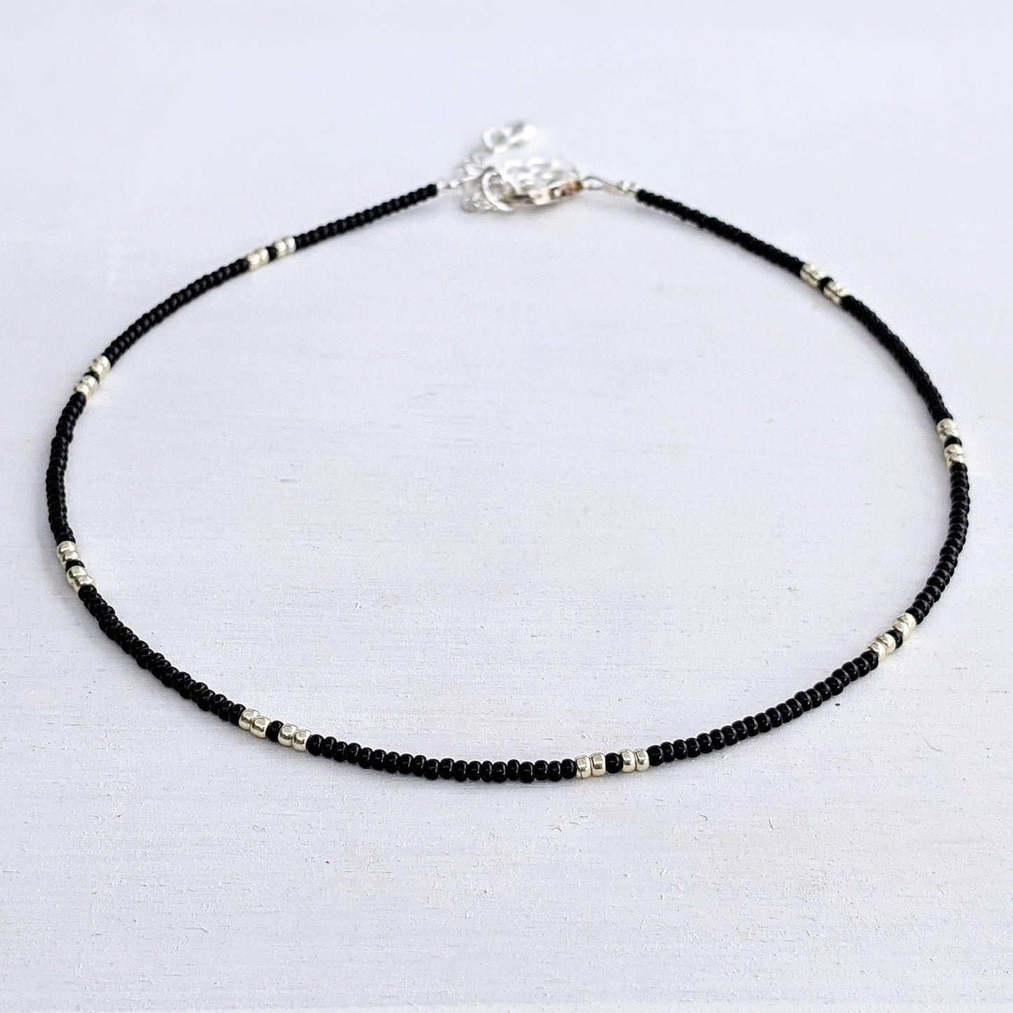 Night Sky ⋆ Seed Bead Choker, Black Beaded Choker, Seed Bead Necklace, Small Beaded Necklace, Dainty Beaded Choker, Minimalist Beaded Choker