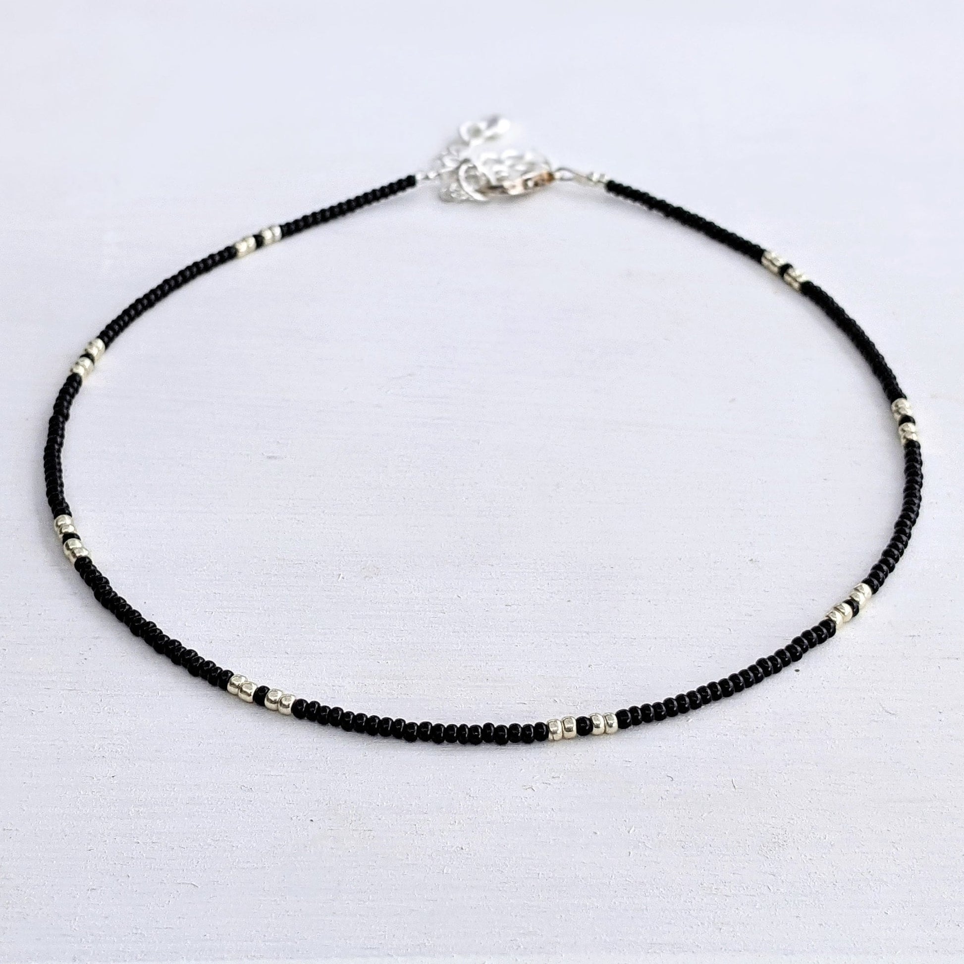 Night Sky ⋆ Seed Bead Choker, Black Beaded Choker, Seed Bead Necklace, Small Beaded Necklace, Dainty Beaded Choker, Minimalist Beaded Choker