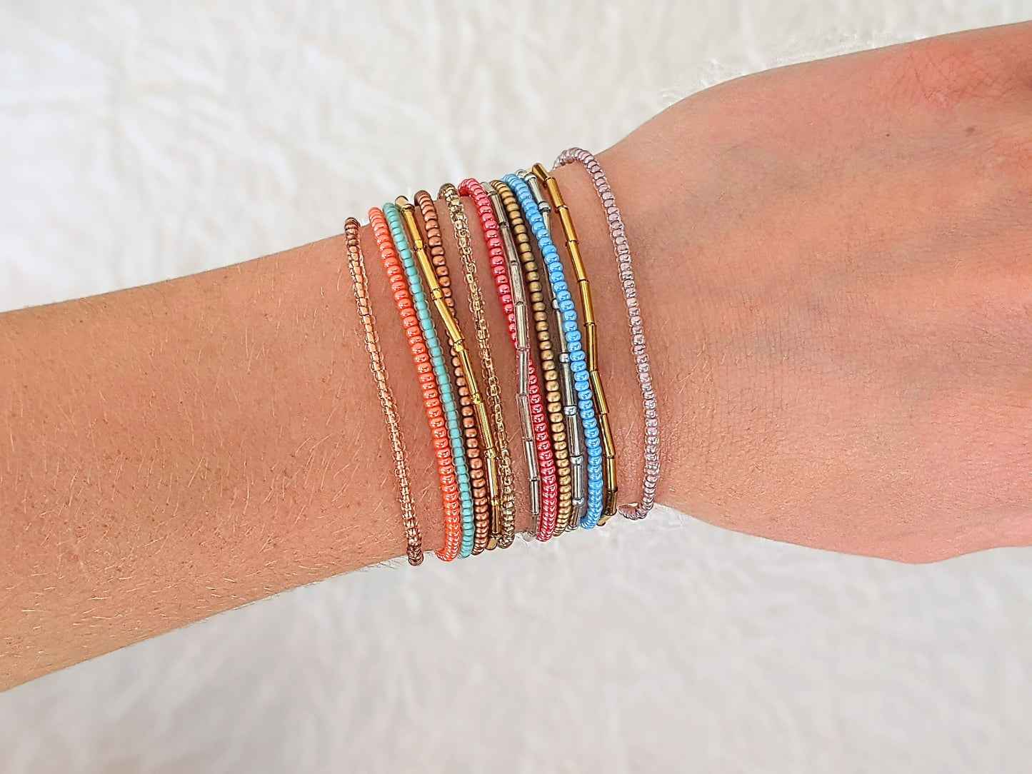 Bracelet Set, Seed Bead Bracelet, Stacking Bracelet, Small Beaded Bracelet, Colorful Bracelet, Stretch Bracelet, Bracelet Stack, Dainty