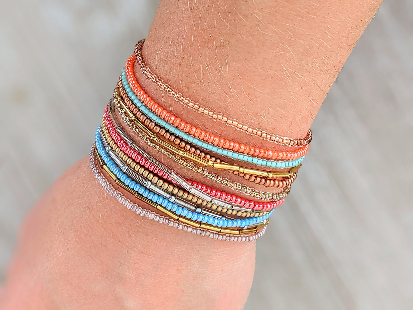 Bracelet Set, Seed Bead Bracelet, Stacking Bracelet, Small Beaded Bracelet, Colorful Bracelet, Stretch Bracelet, Bracelet Stack, Dainty