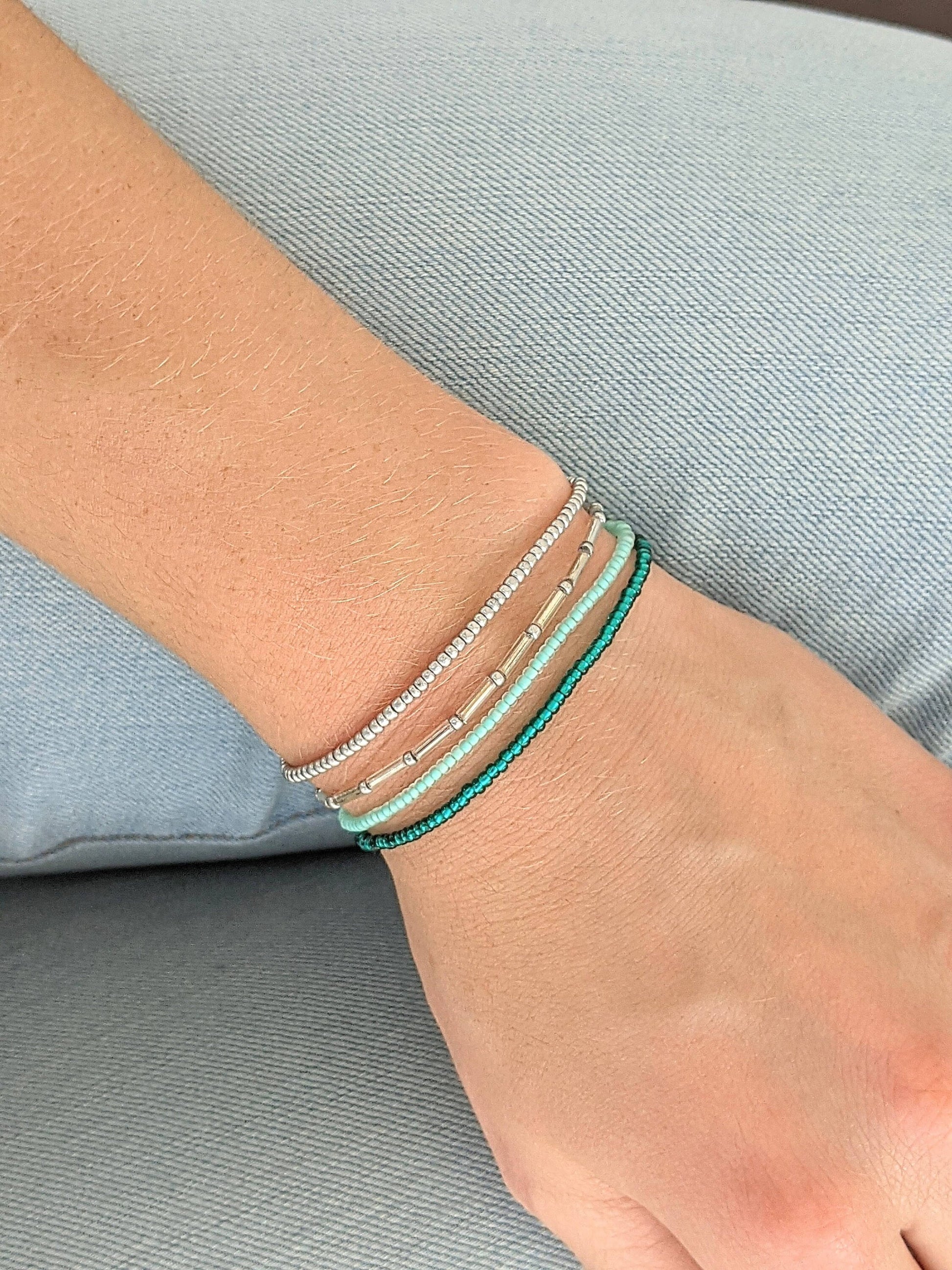 Bracelet Set, Seed Bead Bracelet, Minimalist Beaded Bracelet, Dainty Bracelet, Stretch Bracelet, Blue Bracelet, Stacking Bracelet, Beachy