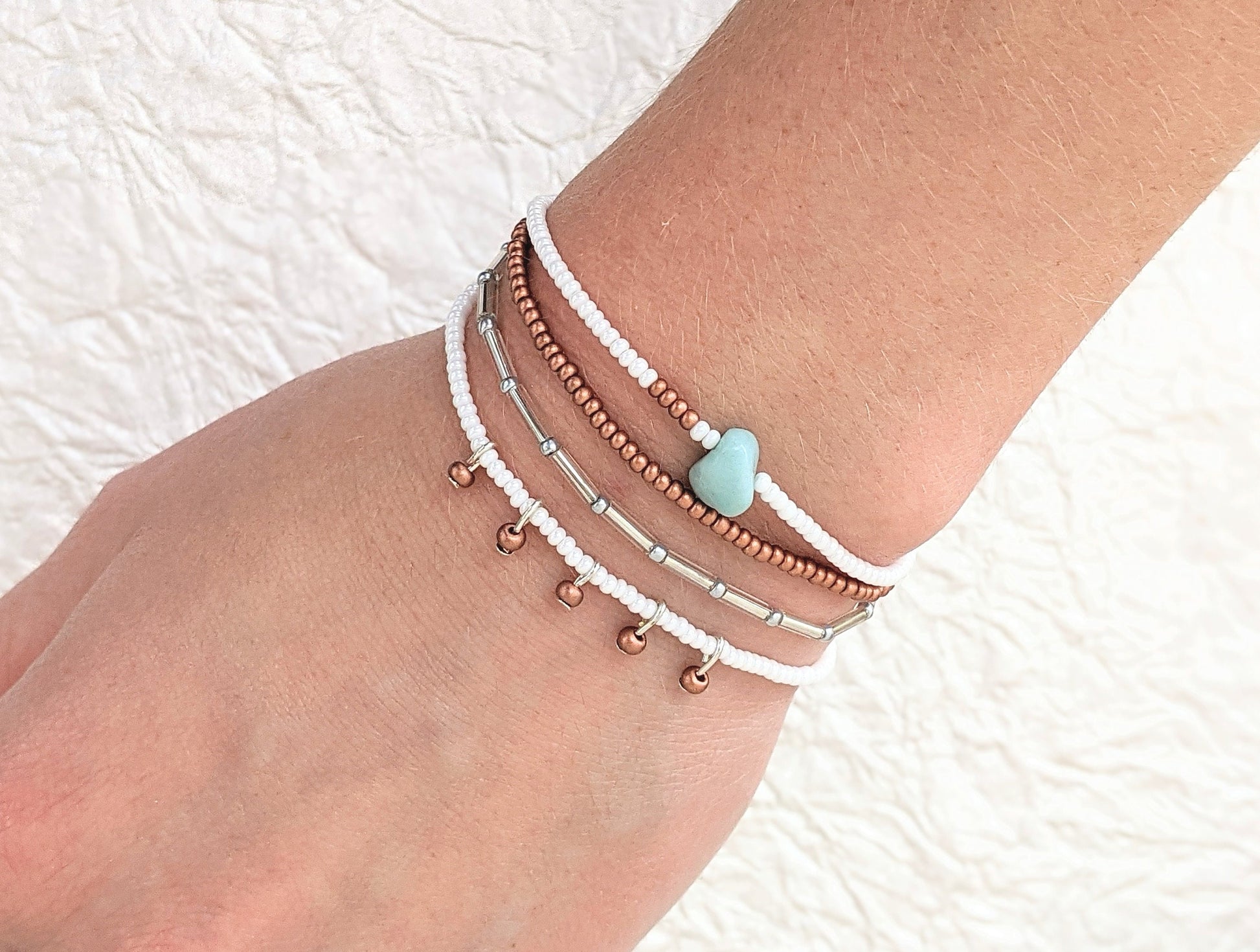 Seaside ⋆ Bracelet Set, Minimalist Beaded Bracelet, Dainty Bracelet, Simple Bracelet for Women, Stretch Bracelet, Seed Bead Bracelet