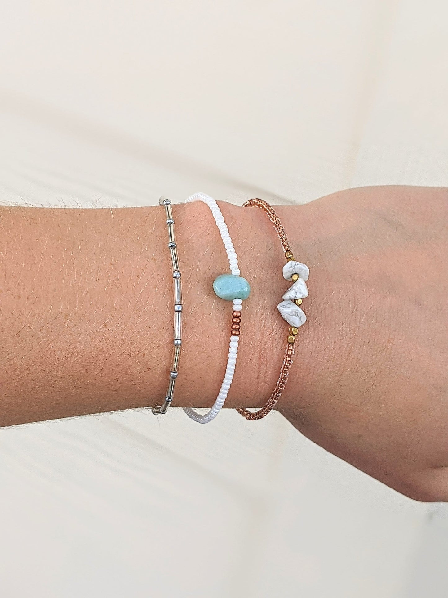 Bracelet Set, Gemstone Bracelet, Seed Bead Bracelet, Stretch Bracelet, Minimalist Beaded Bracelet, Small Beaded Bracelet, Dainty Bracelet