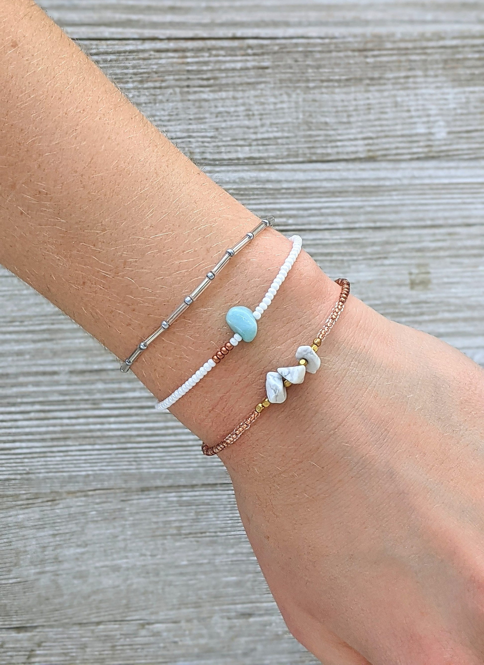 Bracelet Set, Gemstone Bracelet, Seed Bead Bracelet, Stretch Bracelet, Minimalist Beaded Bracelet, Small Beaded Bracelet, Dainty Bracelet