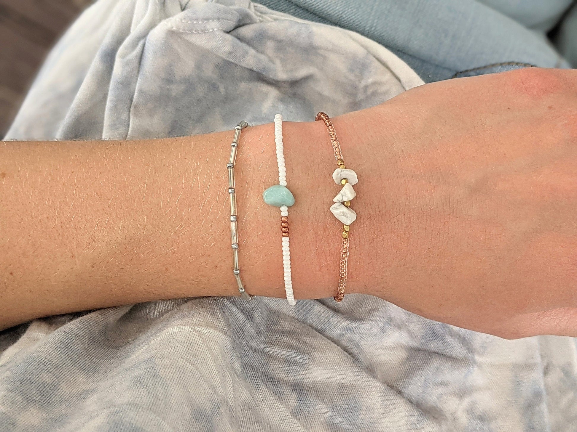 Bracelet Set, Gemstone Bracelet, Seed Bead Bracelet, Stretch Bracelet, Minimalist Beaded Bracelet, Small Beaded Bracelet, Dainty Bracelet