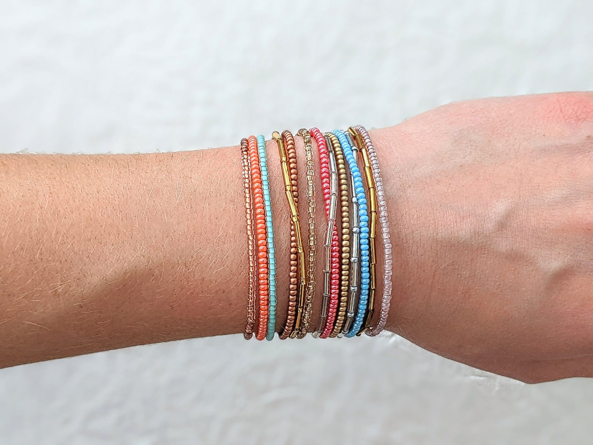 Bracelet Set, Seed Bead Bracelet, Stacking Bracelet, Small Beaded Bracelet, Colorful Bracelet, Stretch Bracelet, Bracelet Stack, Dainty