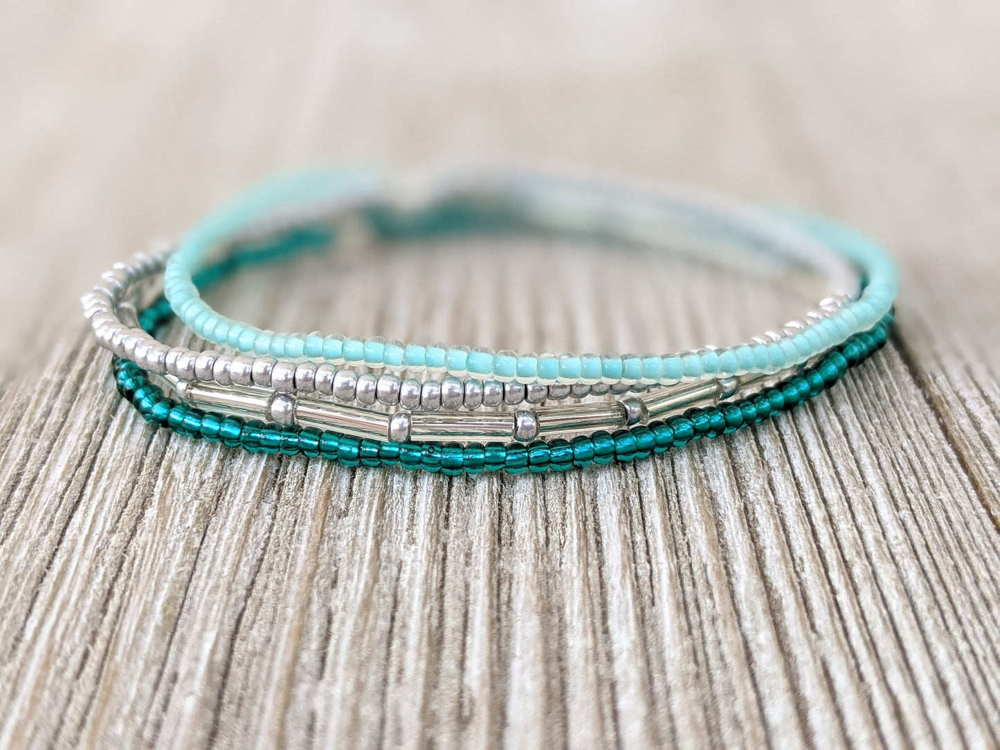 Bracelet Set, Seed Bead Bracelet, Minimalist Beaded Bracelet, Dainty Bracelet, Stretch Bracelet, Blue Bracelet, Stacking Bracelet, Beachy