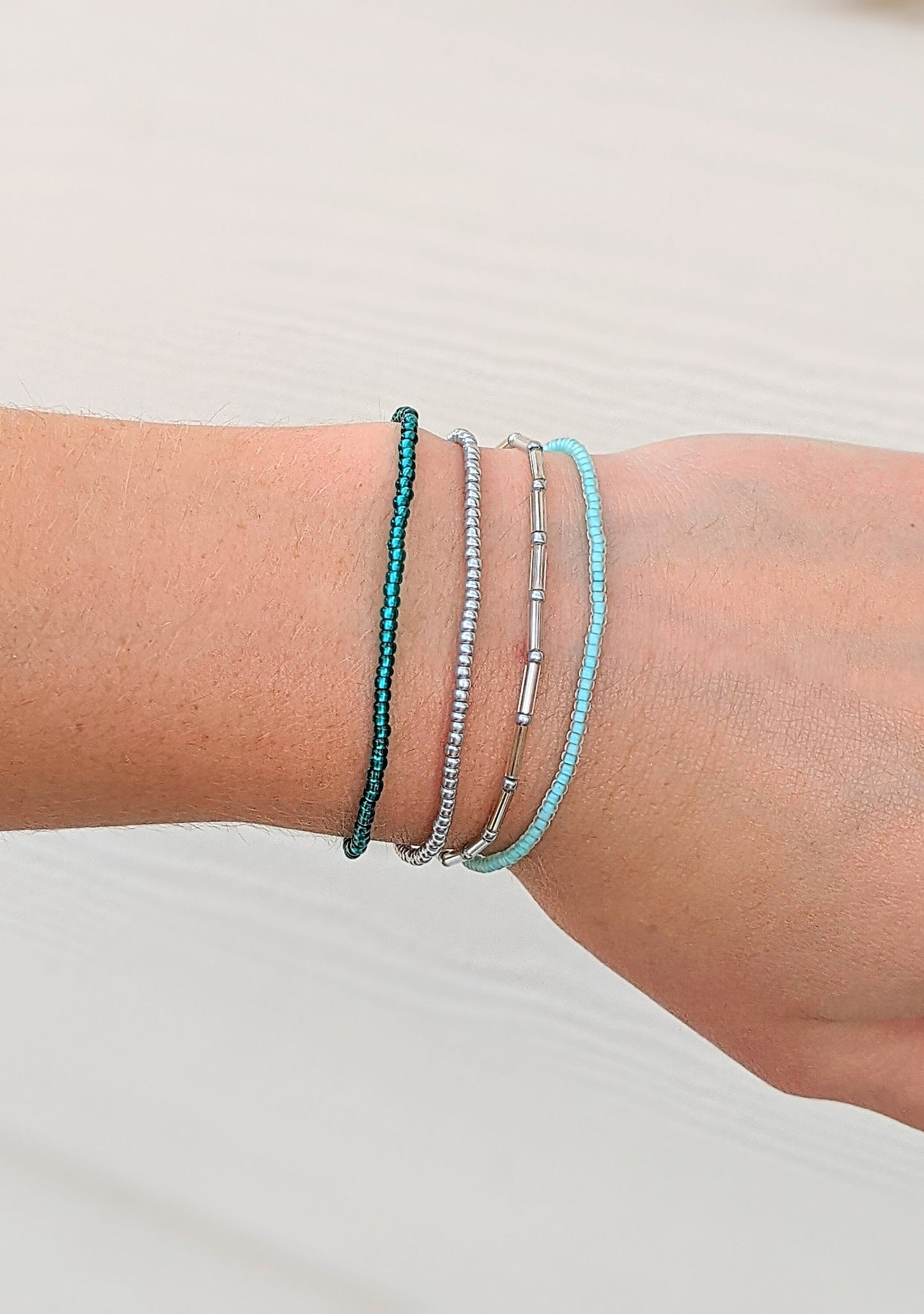 Bracelet Set, Seed Bead Bracelet, Minimalist Beaded Bracelet, Dainty Bracelet, Stretch Bracelet, Blue Bracelet, Stacking Bracelet, Beachy