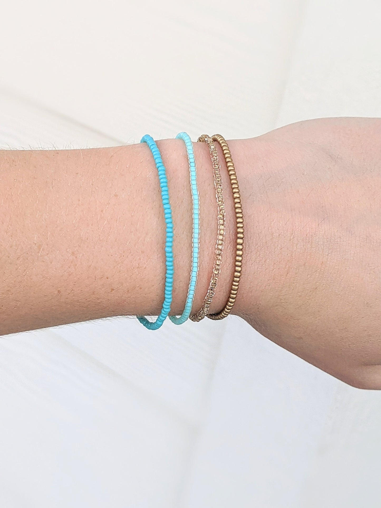 Bracelet Set, Stretch Bracelet, Blue Bracelet, Seed Bead Bracelet, Minimalist Beaded Bracelet, Dainty Bracelet, Small Bead Bracelet, Simple