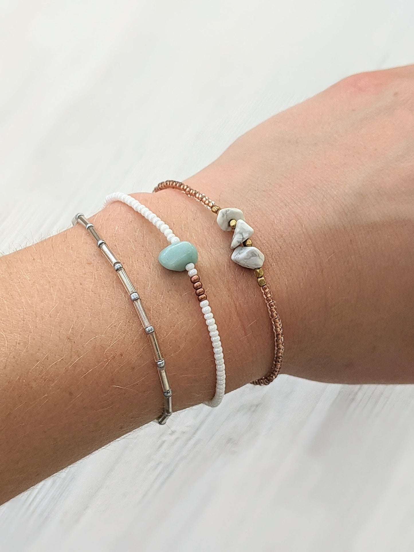 Bracelet Set, Gemstone Bracelet, Seed Bead Bracelet, Stretch Bracelet, Minimalist Beaded Bracelet, Small Beaded Bracelet, Dainty Bracelet