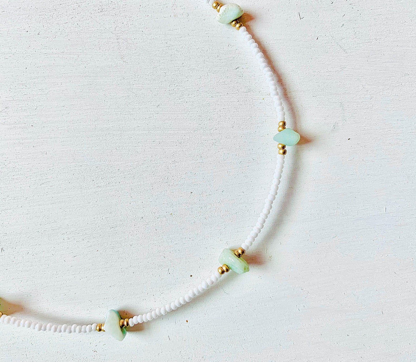 Aqua ⋆ Seed Bead Choker, Gemstone Choker, Seed Bead Necklace, Beach Necklace, Amazonite Necklace, Dainty Necklace, Small Beaded Choker