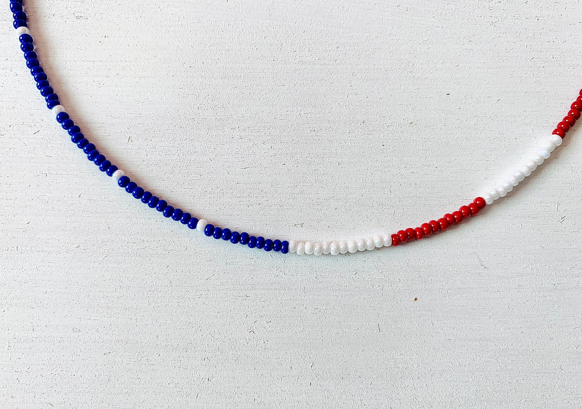 4th of July Necklace, American Flag, Beaded Necklace, Patriotic Jewelry, Seed Bead Necklace, Beaded Choker, Seed Bead Choker, 4th of July