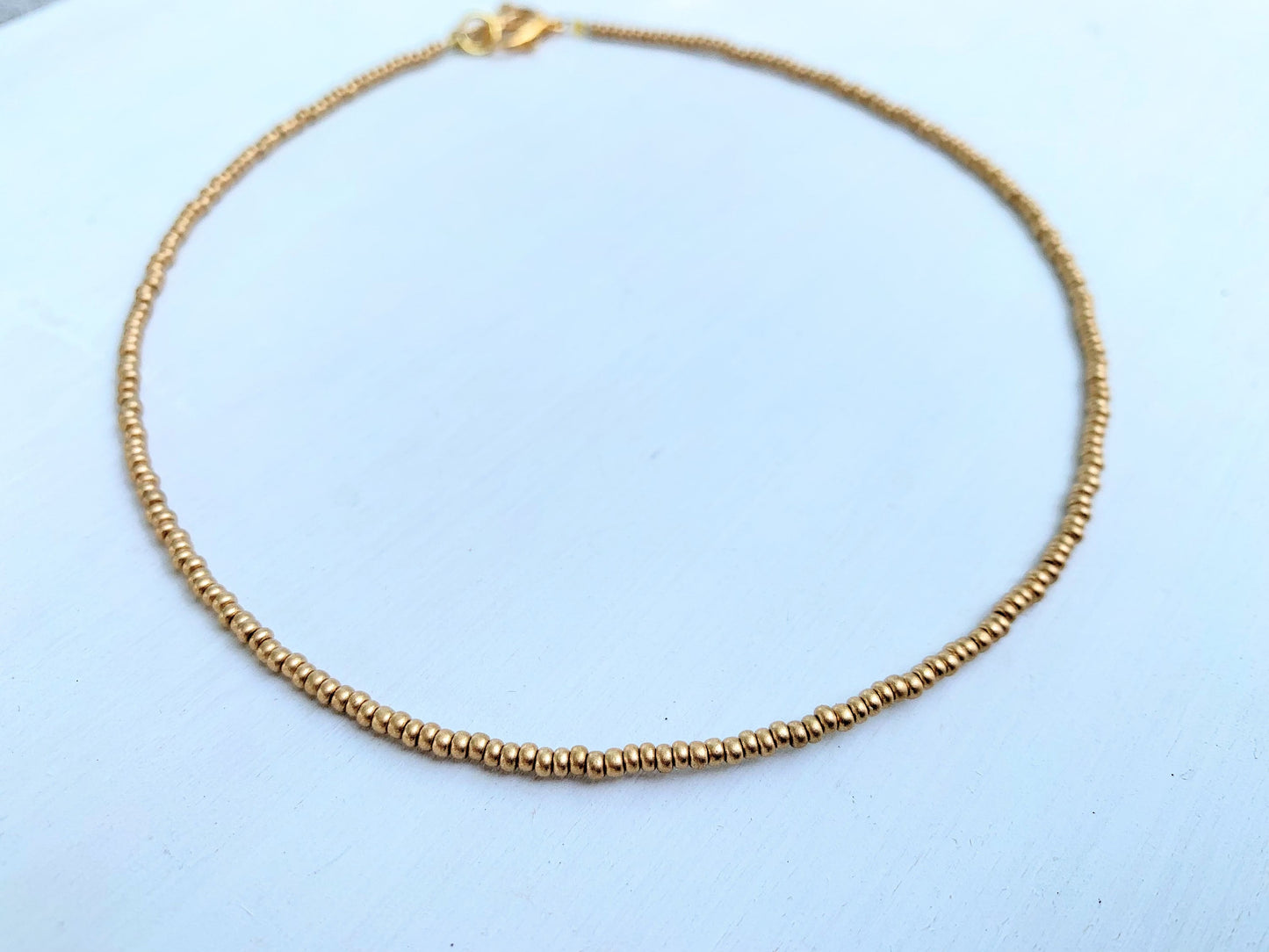 Seed Bead Choker, Dainty Beaded Necklace, Seed Bead Necklace Gold, Gold Beaded Necklace, Minimalist Beaded Necklace, Small Beaded Necklace