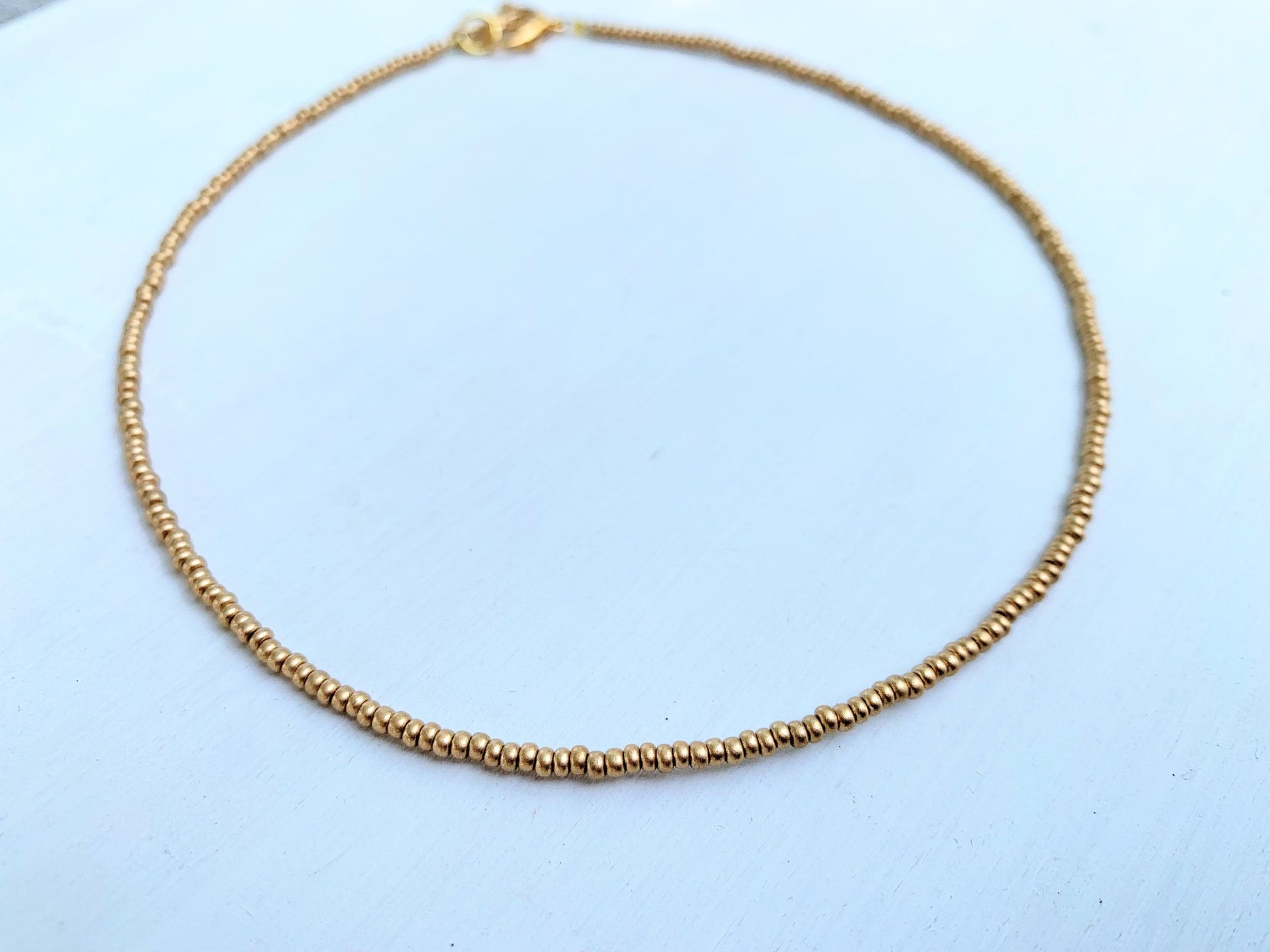 Seed Bead Choker, Dainty Beaded Necklace, Seed Bead Necklace Gold, Gold Beaded Necklace, Minimalist Beaded Necklace, Small Beaded Necklace