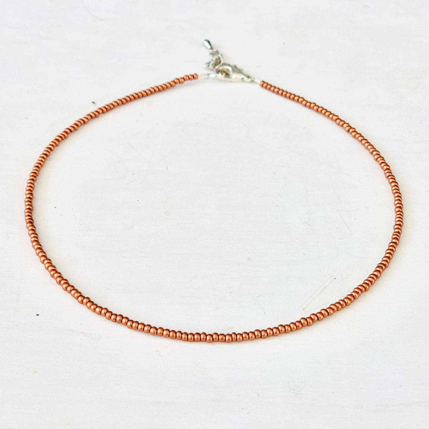 Copper Seed Bead Choker, Dainty Choker, Small Beaded Necklace, Minimalist Beaded Necklace, Simple Beaded Necklace, Necklace for Women