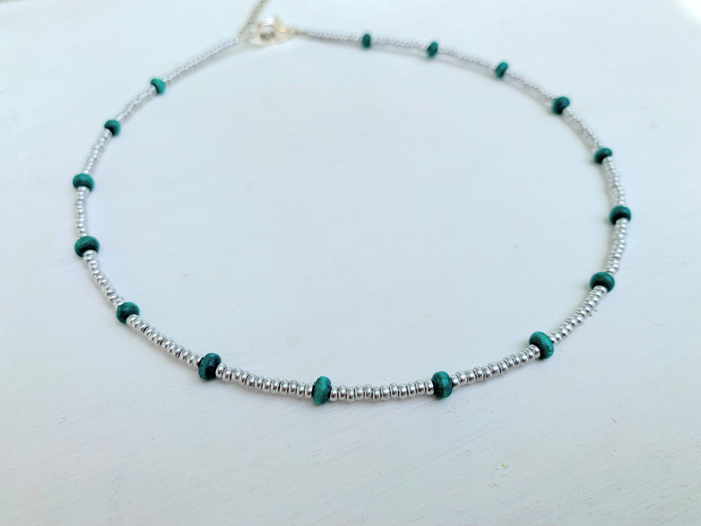 Seed Bead Choker, Dainty Choker, Seed Bead Necklace, Silver Beaded Necklace, Minimalist Beaded Necklace, Choker Necklace, Beaded Choker