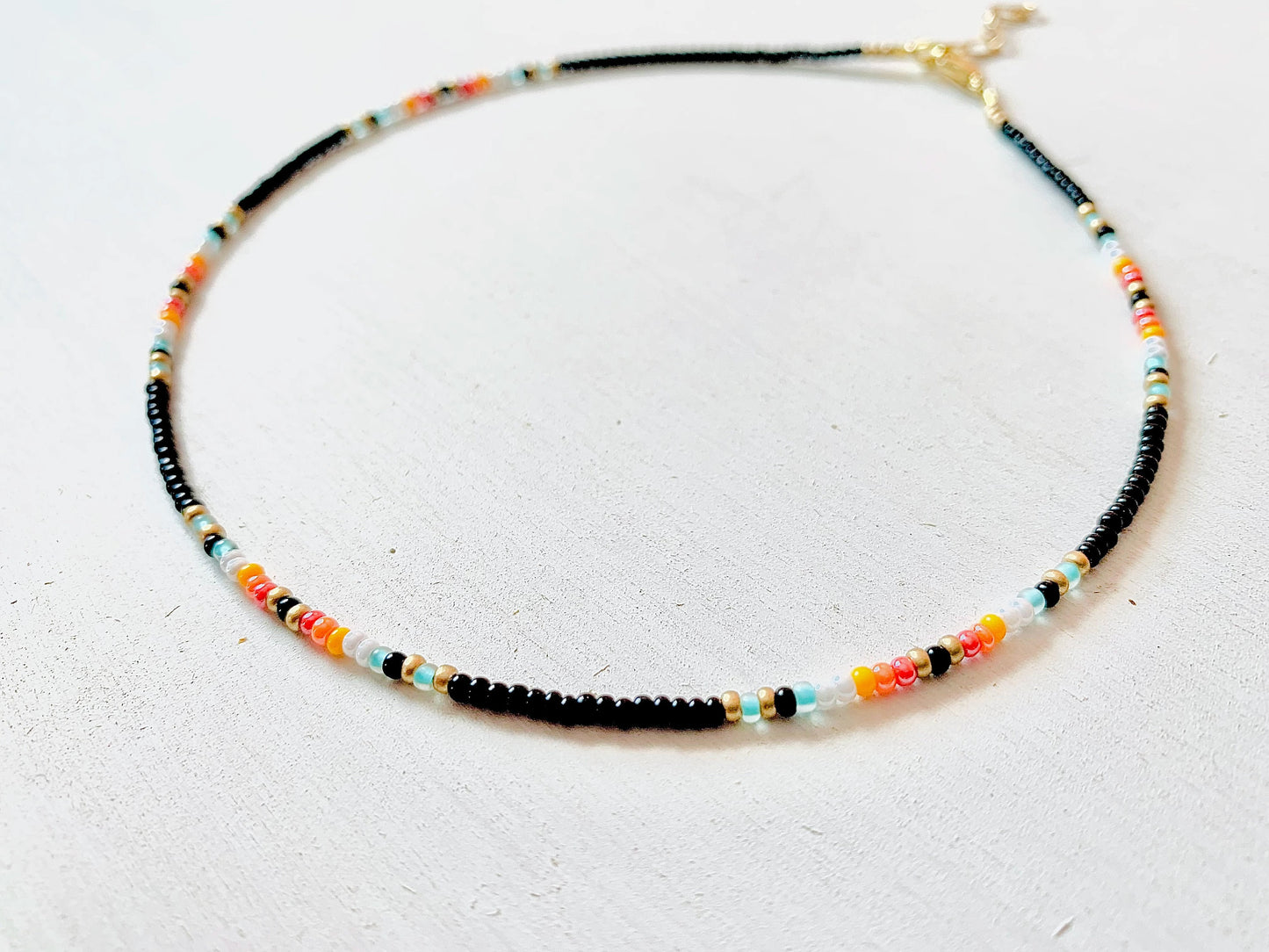 Seed Bead Choker, Black Choker, Seed Bead Necklace, Choker Necklace, Small Beaded Necklace, Colorful Beaded Choker, Simple Beaded Necklace