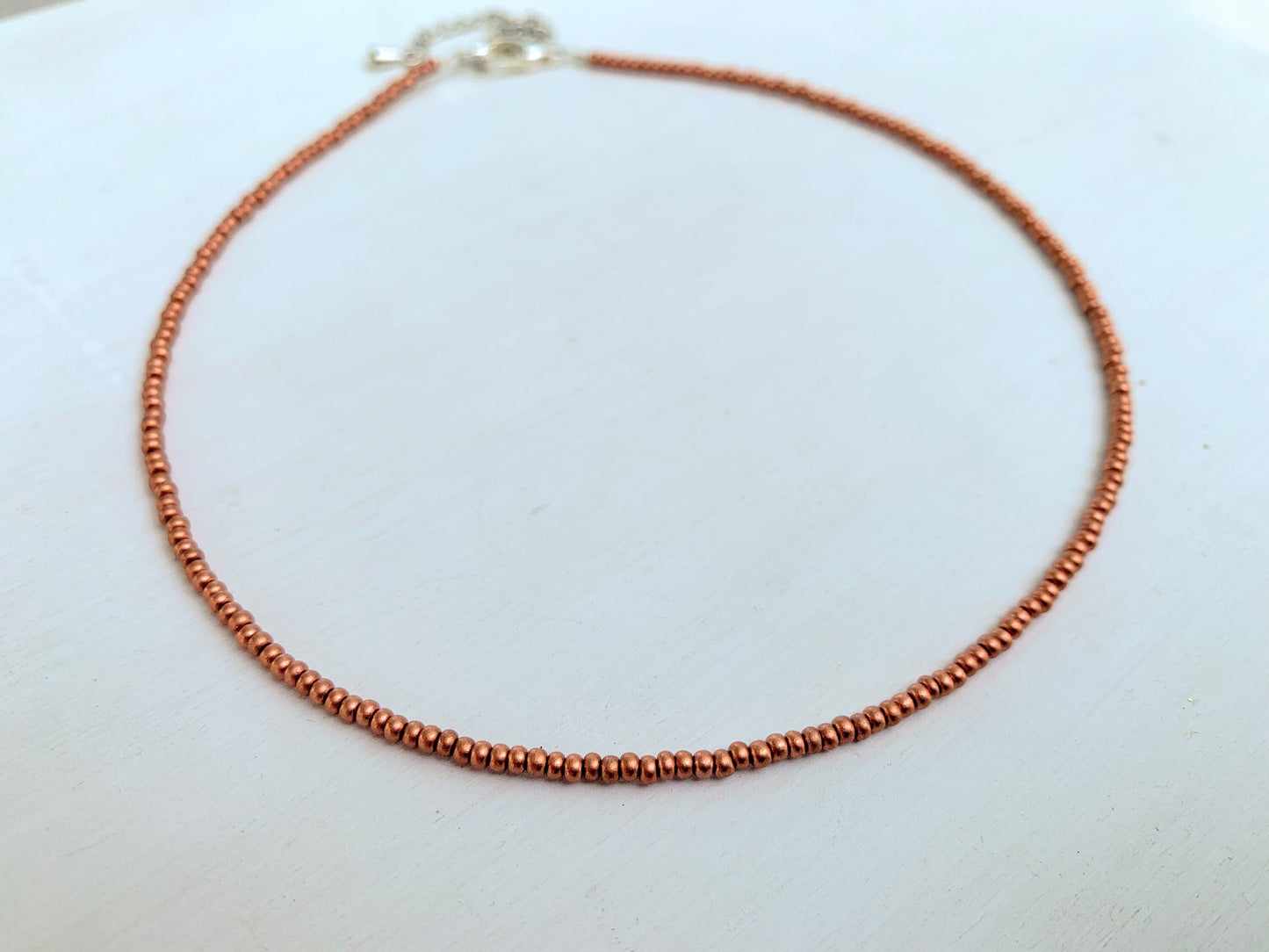 Copper Seed Bead Choker, Dainty Choker, Small Beaded Necklace, Minimalist Beaded Necklace, Simple Beaded Necklace, Necklace for Women