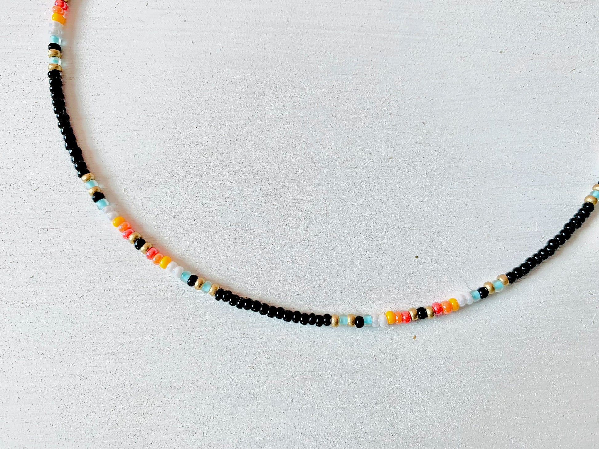 Seed Bead Choker, Black Choker, Seed Bead Necklace, Choker Necklace, Small Beaded Necklace, Colorful Beaded Choker, Simple Beaded Necklace