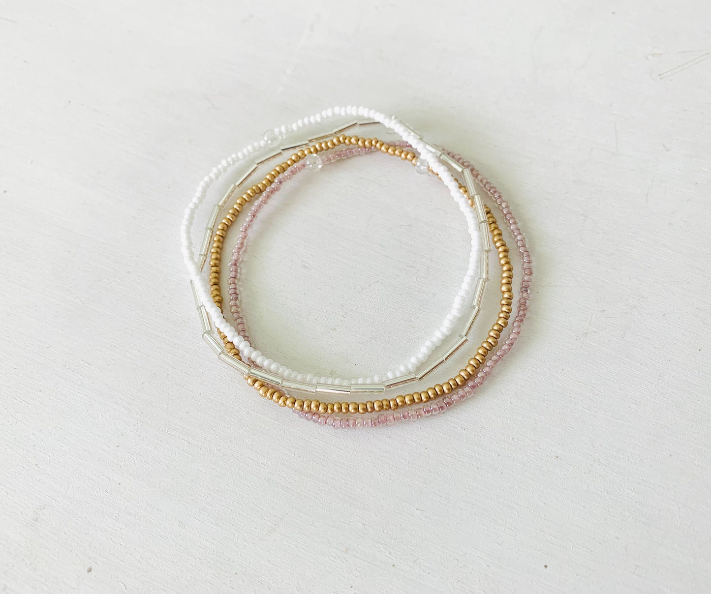 Bracelet Set, Minimalist Beaded Bracelet, Stretch Bracelet, Seed Bead Bracelet, Dainty Bracelet, Gold Bracelet, Stacking Bracelets for Women