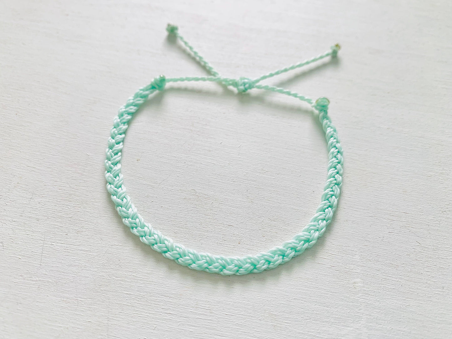 Solid Mint Braided, Pura Vida Style Bracelet, Braided Bracelet, Beachy Bracelet, Surfer Bracelet, Waterproof Bracelet, Adjustable, Handmade