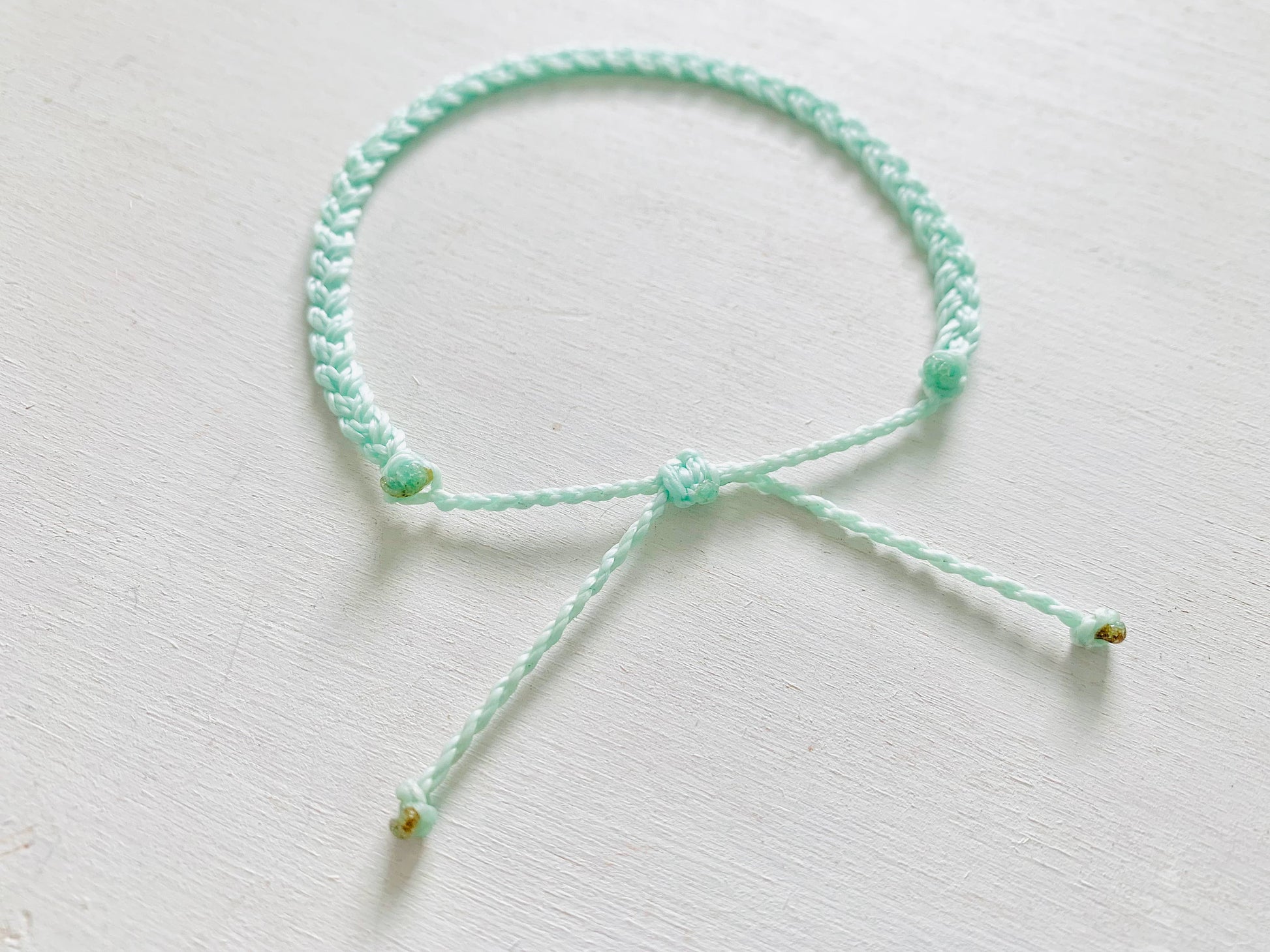 Solid Mint Braided, Pura Vida Style Bracelet, Braided Bracelet, Beachy Bracelet, Surfer Bracelet, Waterproof Bracelet, Adjustable, Handmade