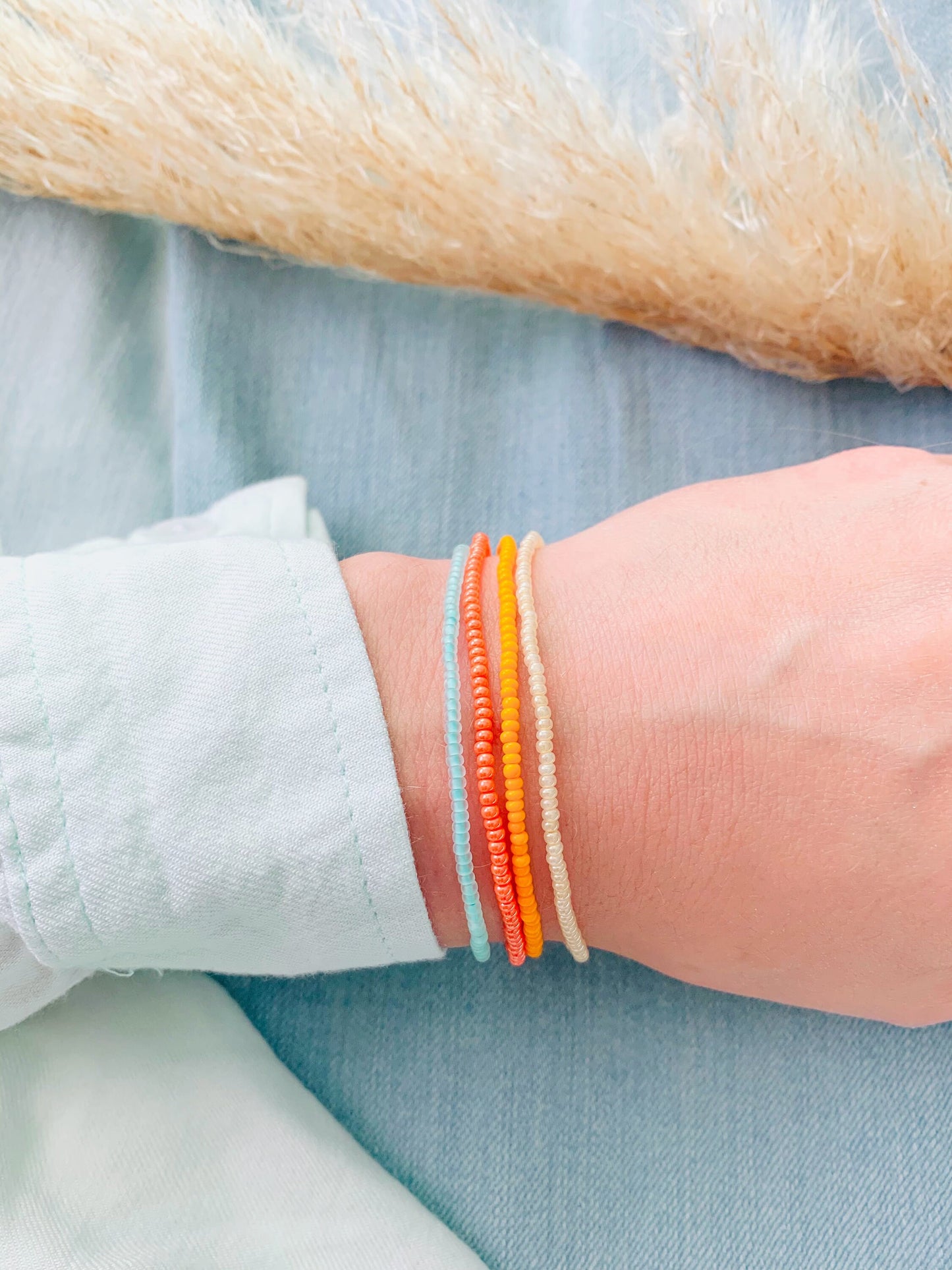 Beach Bracelet Set, Colorful Bracelets, Seed Bead Bracelet, Small Bead Bracelet, Stretch Bracelet, Bracelet for Women, Beach Jewelry, Dainty