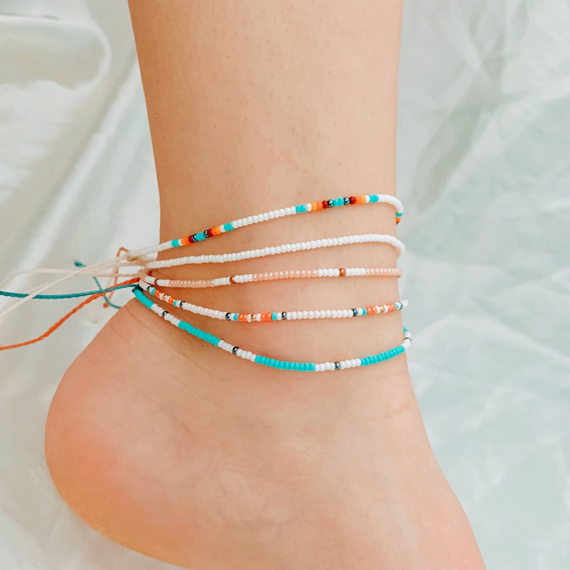 Beaded Anklet, Adjustable Anklet, Waterproof Anklet, Seed Bead Anklet, Ankle Bracelet, Beachy Anklet, Anklet for Women, Hamdmade