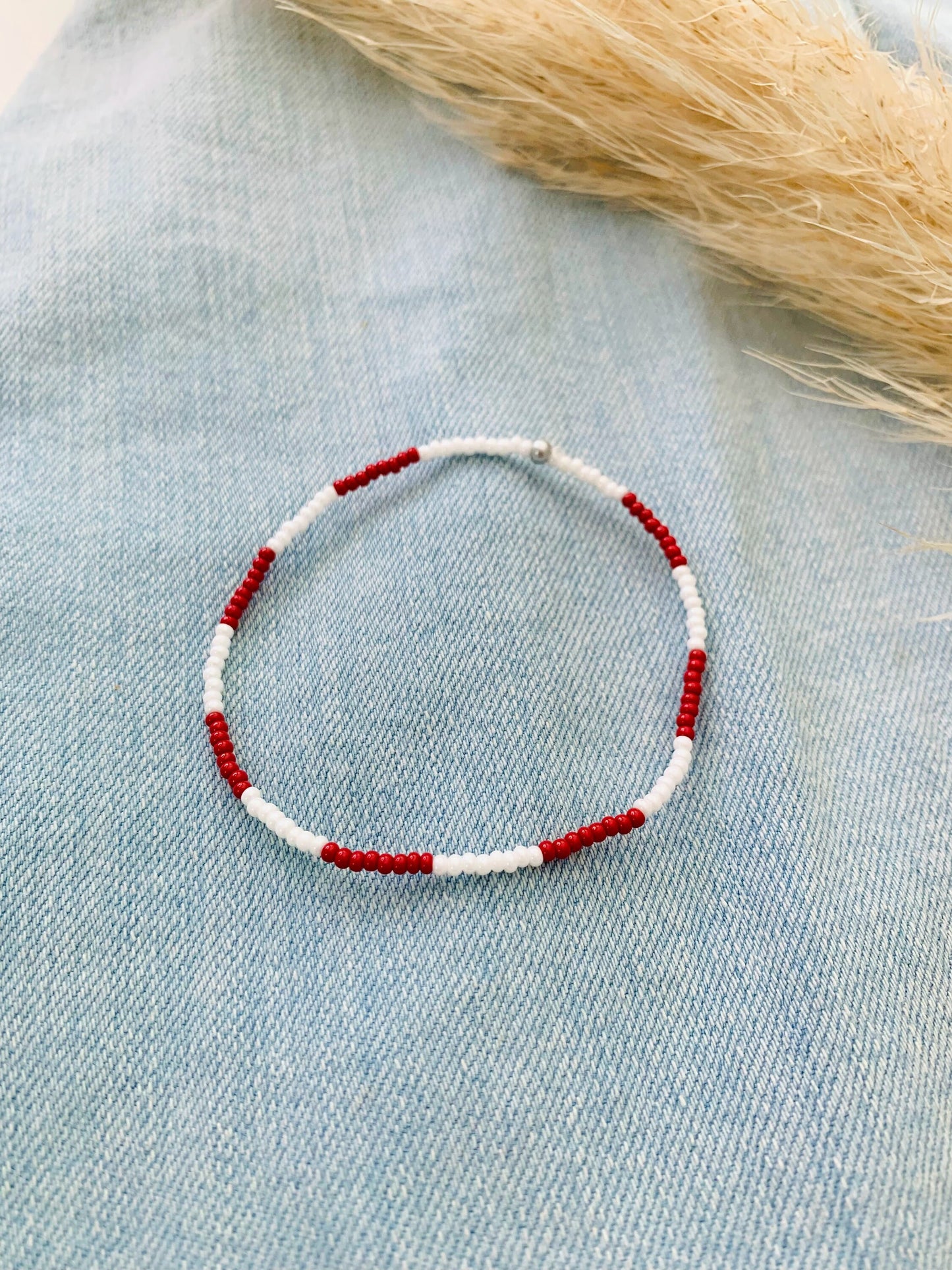 Patriotic Stretch Bracelet Set, Seed Bead Bracelet, Small Beaded Bracelets, American Bracelet, Red White & Blue, Minimalist, Handmade