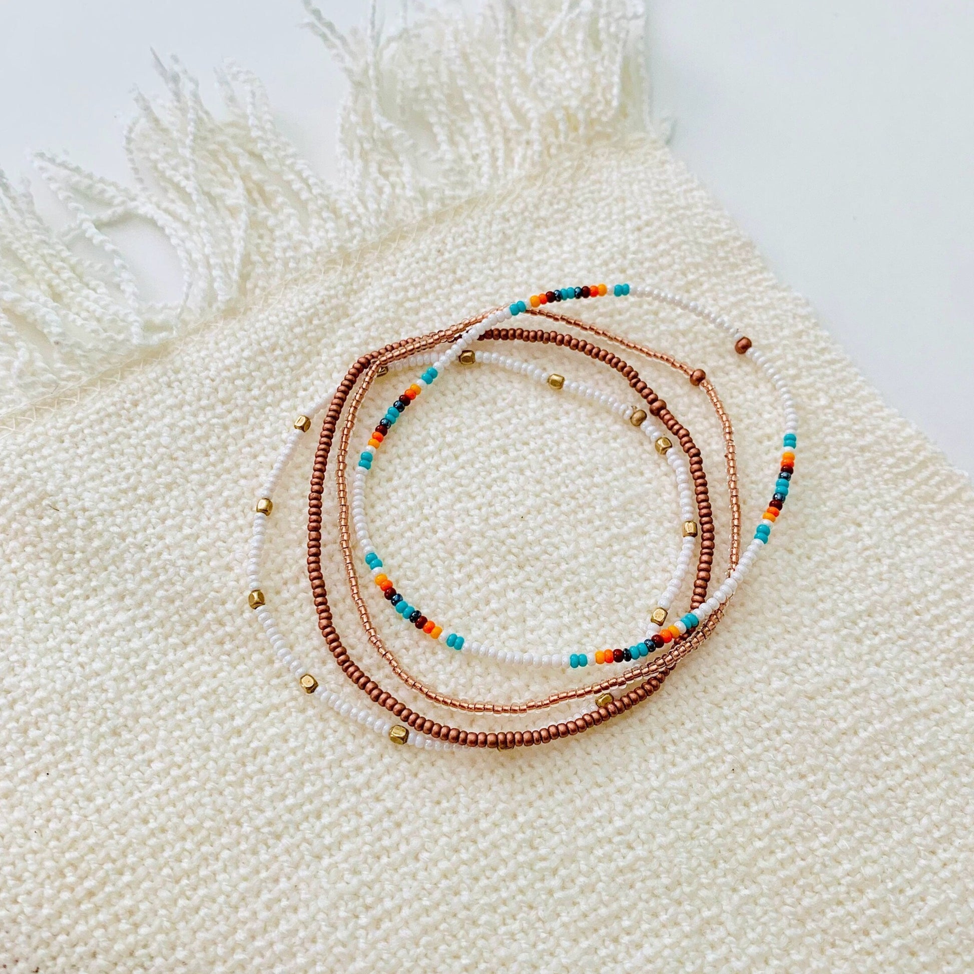 Beaded Anklet Set, Beachy Anklet, Ankle Bracelet, Seed Bead Anklet, Seed Bead Jewelry, Stretch Anklet, Dainty Anklet, Minimalist, Colorful