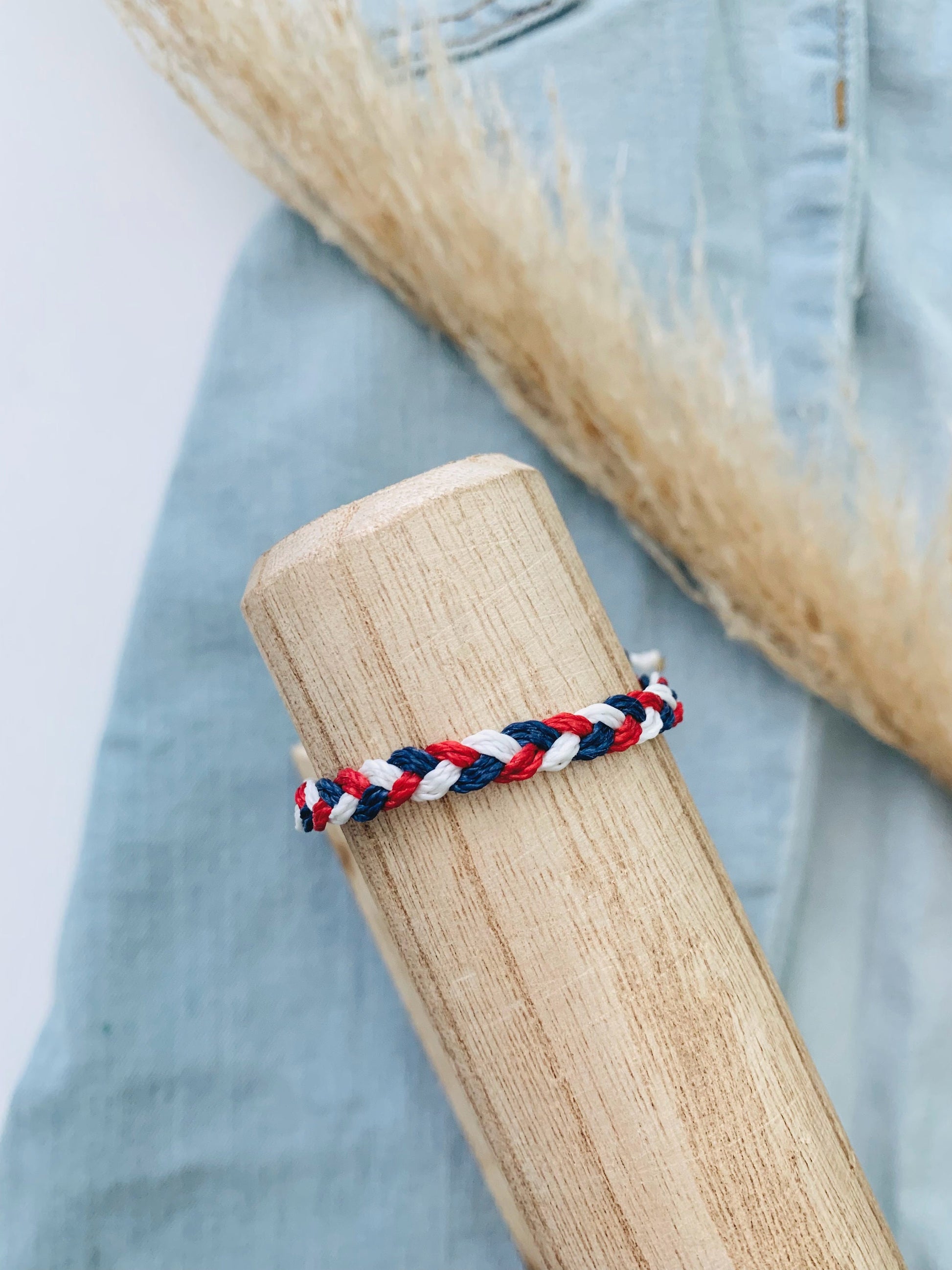 Patriotic Braided Bracelet, Pura Vida Style Bracelet, 4th of July Jewelry, Adjustable Bracelet, Red White & Blue Bracelet, American Bracelet