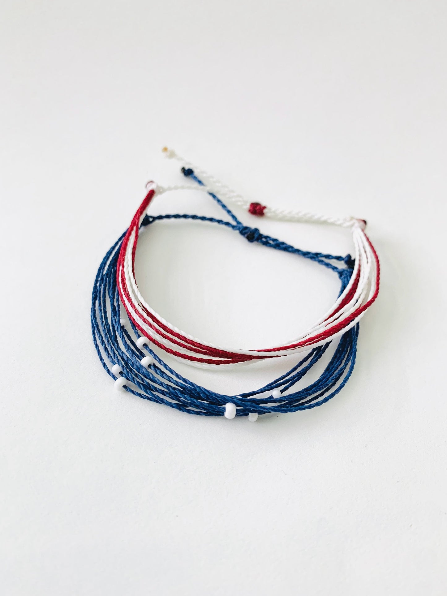 Stars & Stripes Bracelet Set, Patriotic 4th of July Bracelet, Pura Vida Style Bracelet, American Bracelet, Adjustable Bracelet, Waterproof