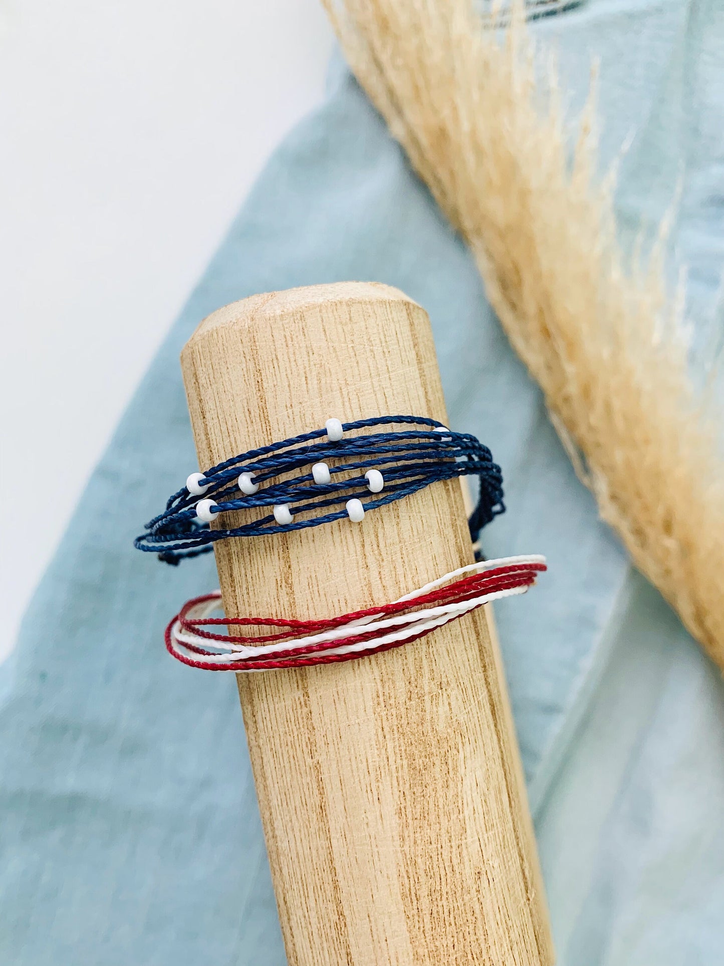 Stars & Stripes Bracelet Set, Patriotic 4th of July Bracelet, Pura Vida Style Bracelet, American Bracelet, Adjustable Bracelet, Waterproof