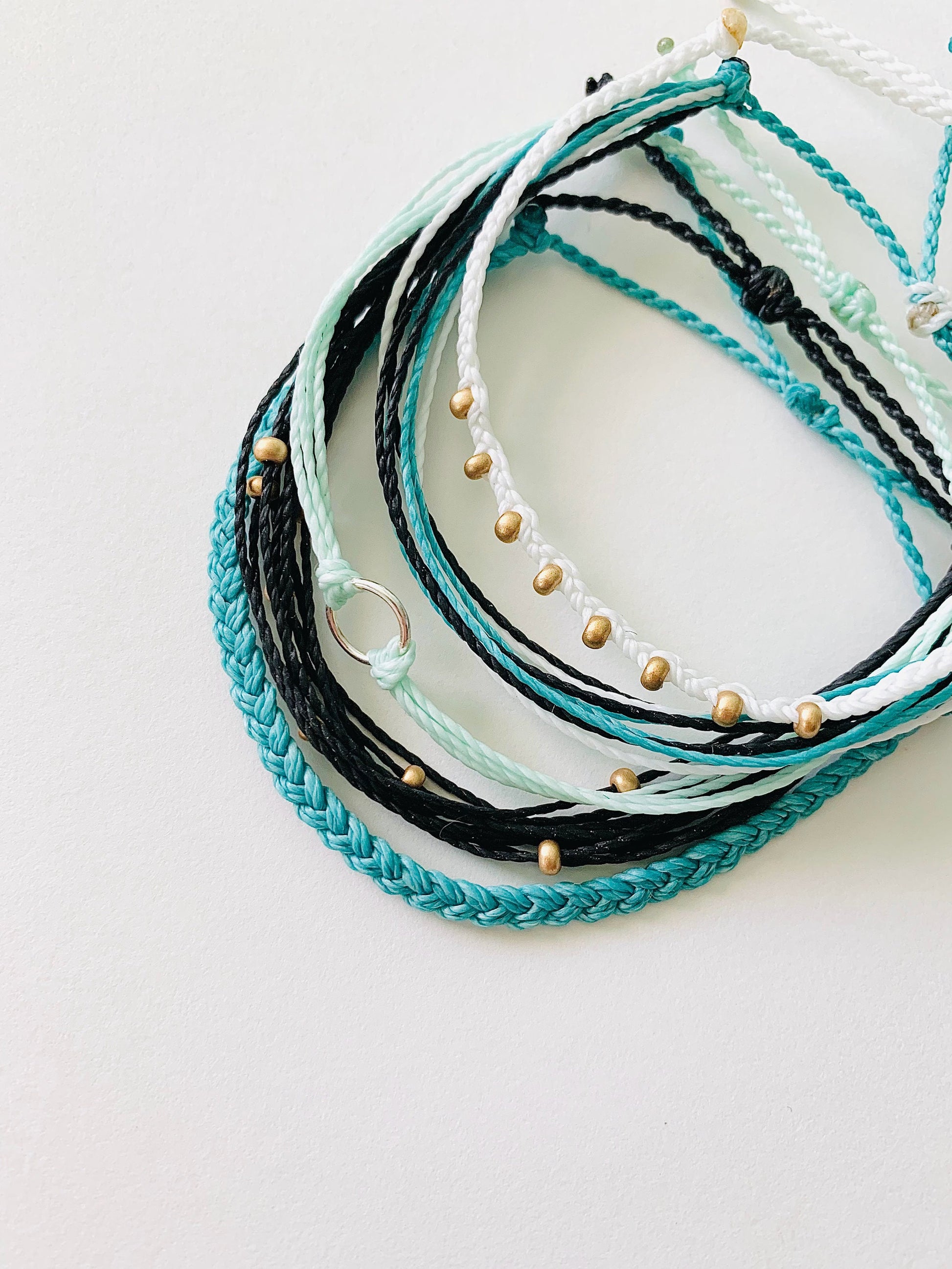 Bracelet Set, Pura Vida Style Bracelet, Adjustable Bracelet, Waterproof Bracelet, Blue Bracelet, Braided Bracelet, Waxed Cord Bracelet