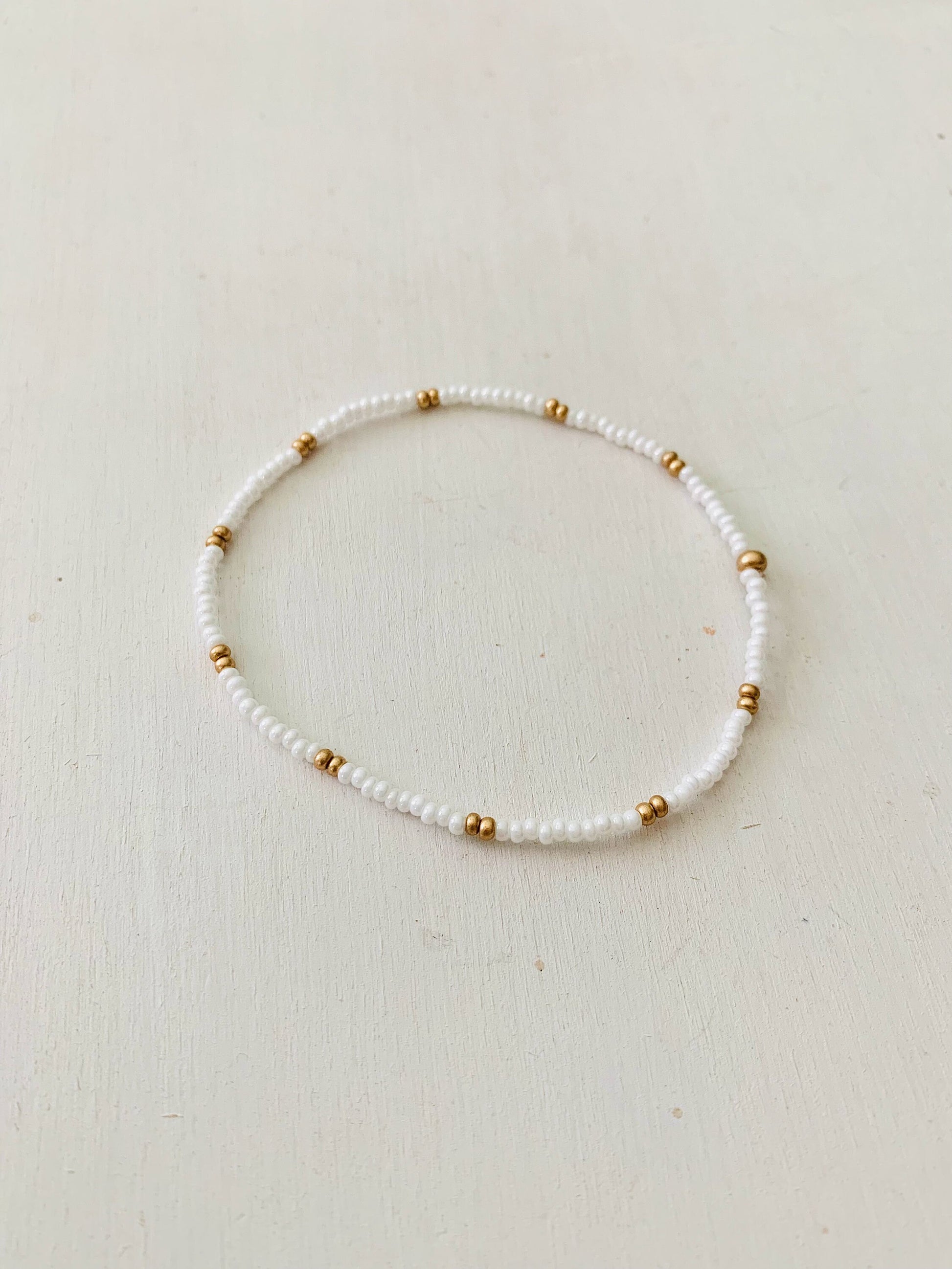 Seed Bead Bracelets, Stretch Bracelets, Minimalist Beaded Bracelets, White & Gold Bracelets, Dainty Bracelets, Stacking Bracelets, Stretchy