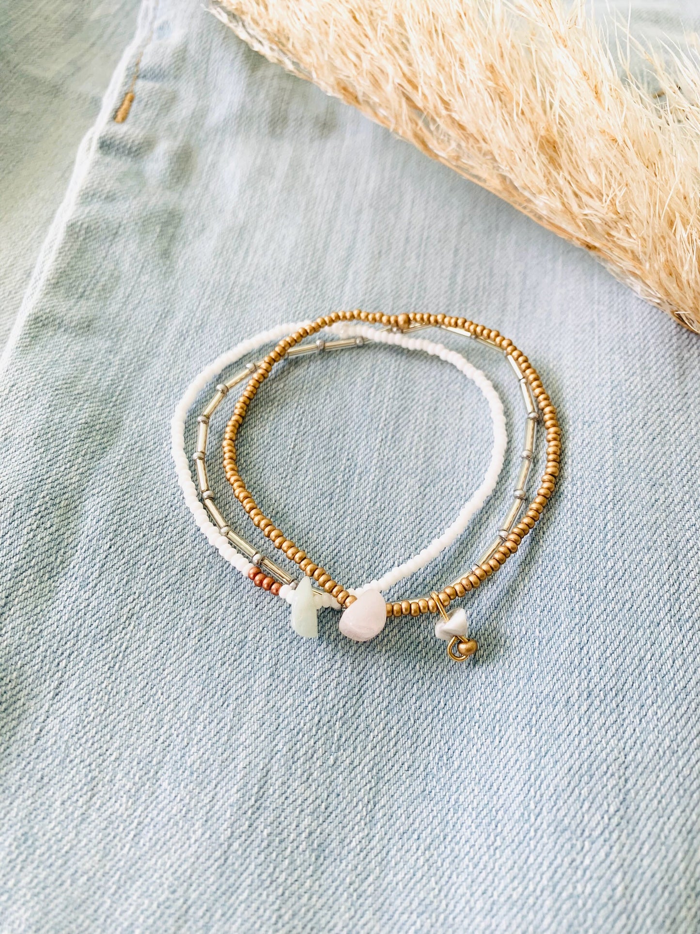 Bracelet Set, Minimalist Beaded Bracelet, Seed Bead Bracelet, Gemstone Stretch Bracelet, Dainty Bracelet for Women, Stacking Bracelets