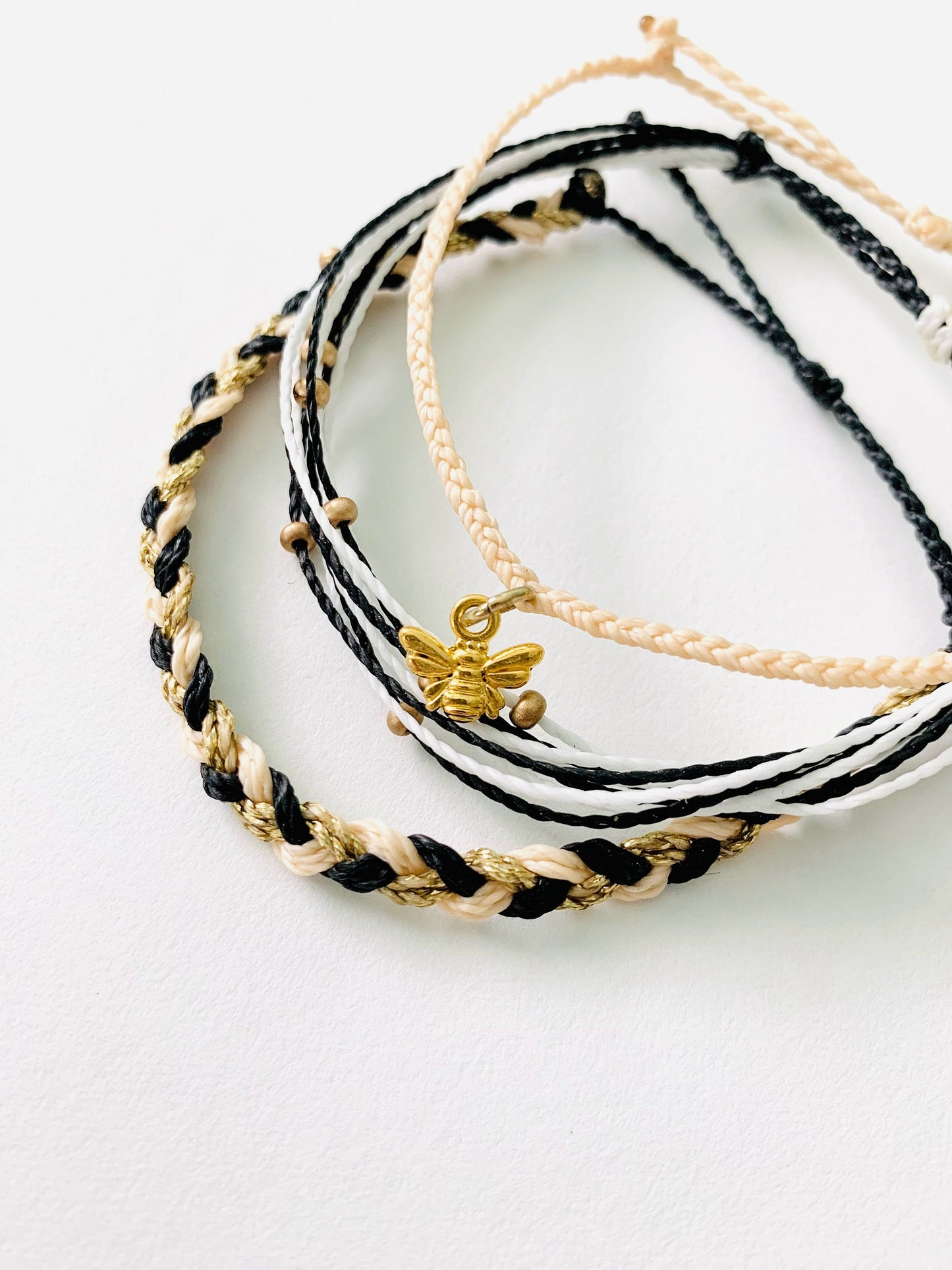 Bee Kind Bracelet Pack, Black & Gold Bracelet, Adjustable Bracelet, Waterproof Bracelet, Braided Bracelet, Bracelet Set, Friendship Bracelet