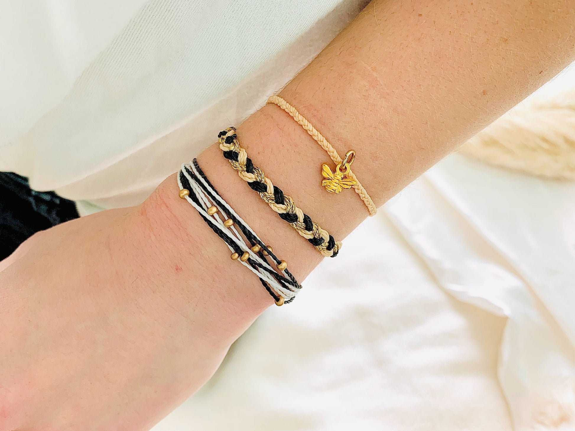 Bee Kind Bracelet Pack, Black & Gold Bracelet, Adjustable Bracelet, Waterproof Bracelet, Braided Bracelet, Bracelet Set, Friendship Bracelet