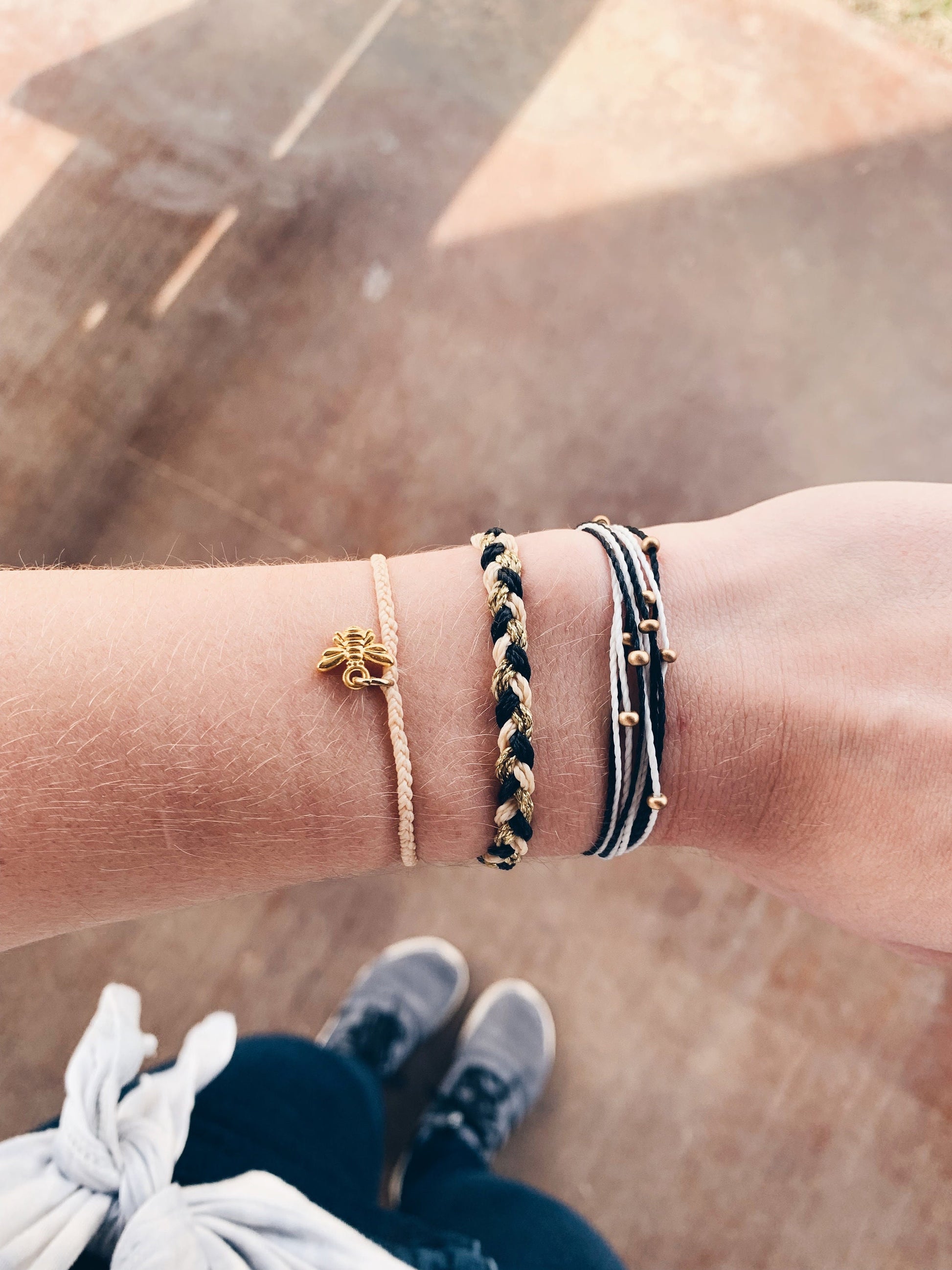 Bee Kind Bracelet Pack, Black & Gold Bracelet, Adjustable Bracelet, Waterproof Bracelet, Braided Bracelet, Bracelet Set, Friendship Bracelet