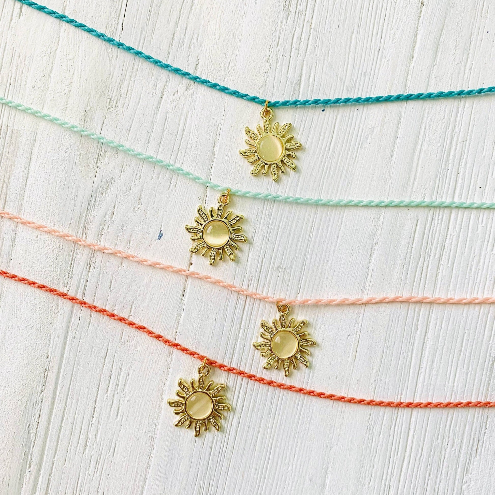 NEW! Sun Charm Necklace, Beachy Necklace, Waterproof Necklace, Cord Necklace, Necklace for Women or Girls, Handmade Jewelry