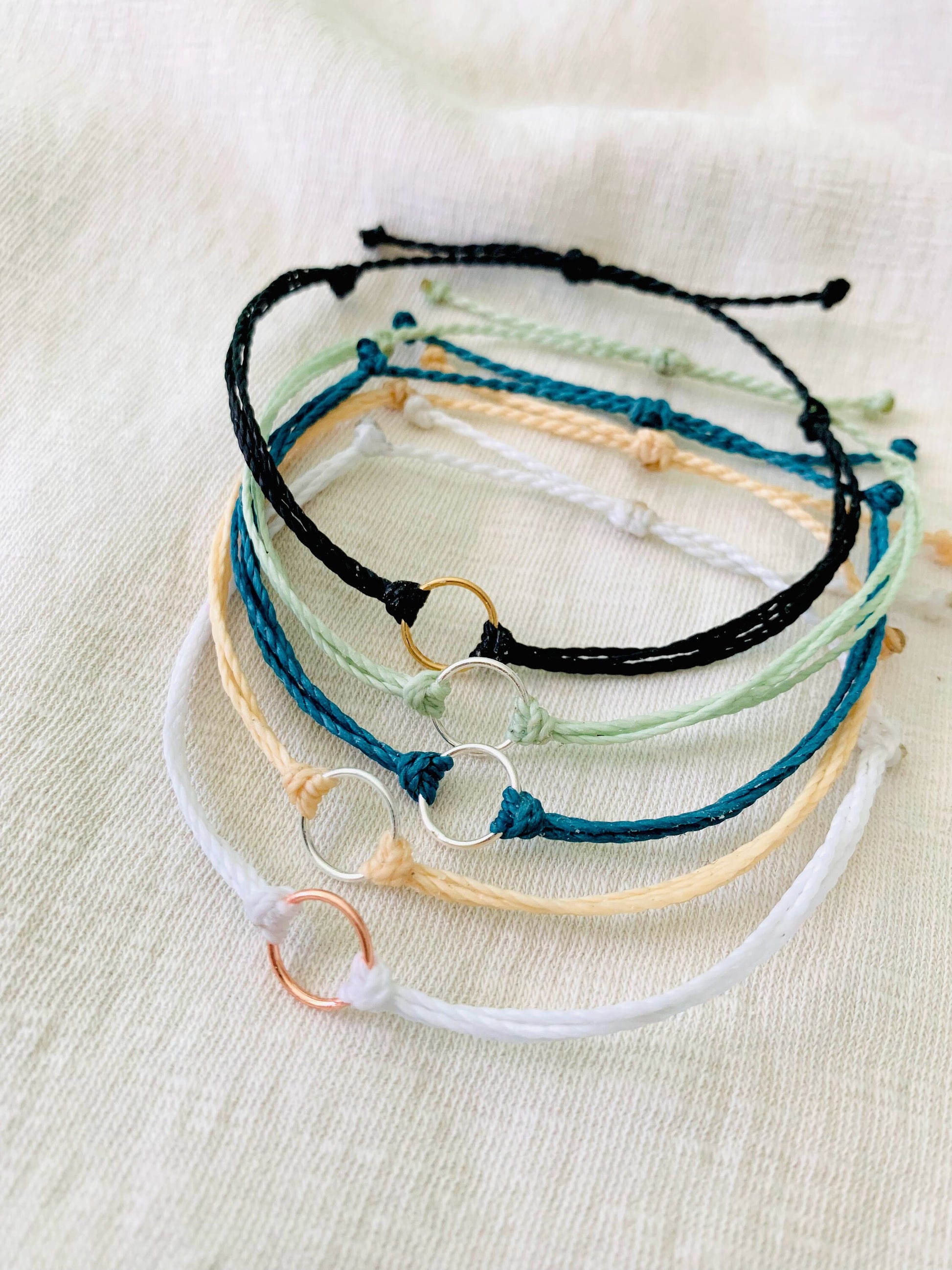 NEW! Open Circle Bracelet, String Bracelet, Handmade Jewelry, Surfer Bracelet, Waterproof Bracelet, Adjustable Bracelet