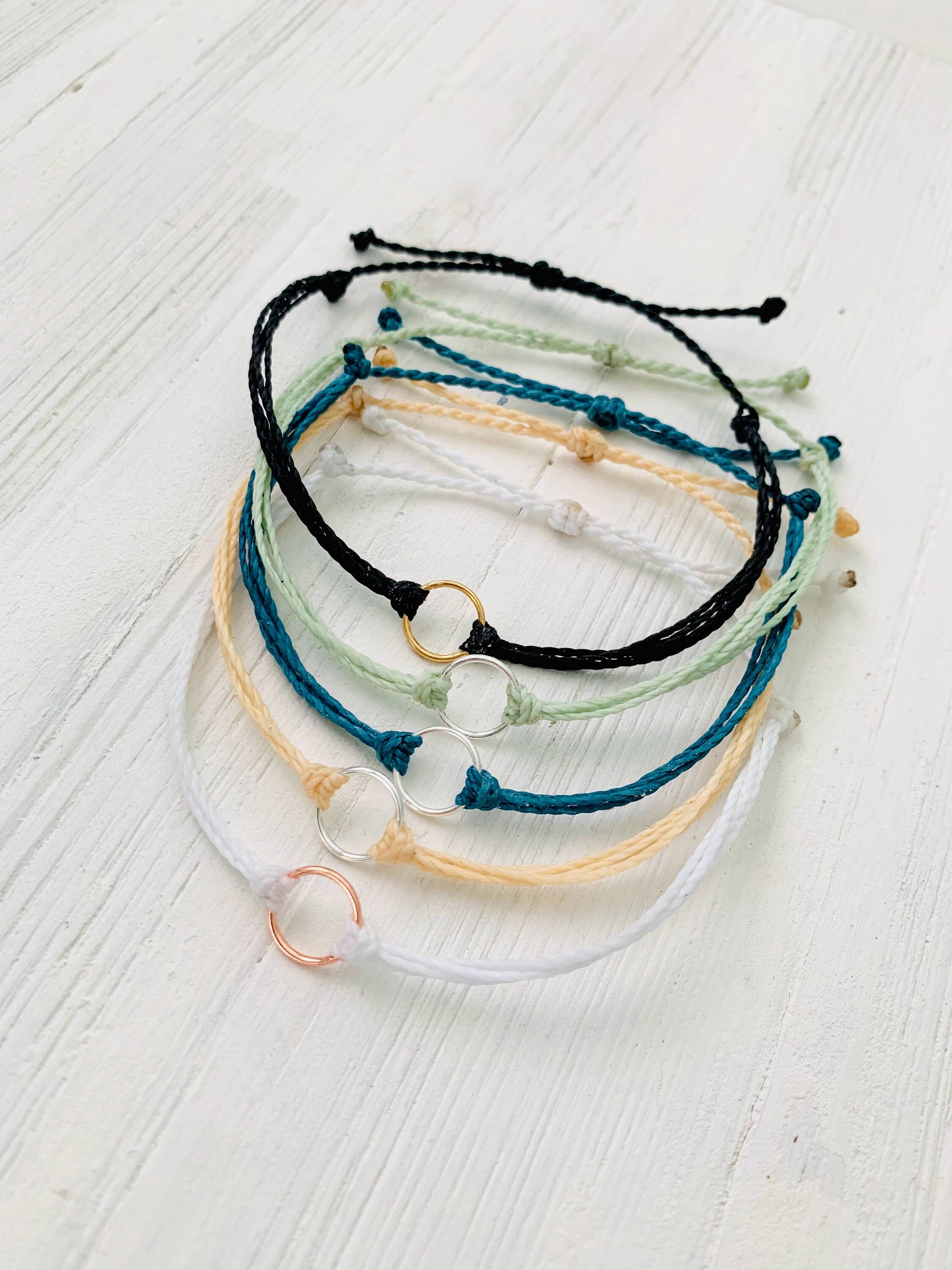 NEW! Open Circle Bracelet, String Bracelet, Handmade Jewelry, Surfer Bracelet, Waterproof Bracelet, Adjustable Bracelet