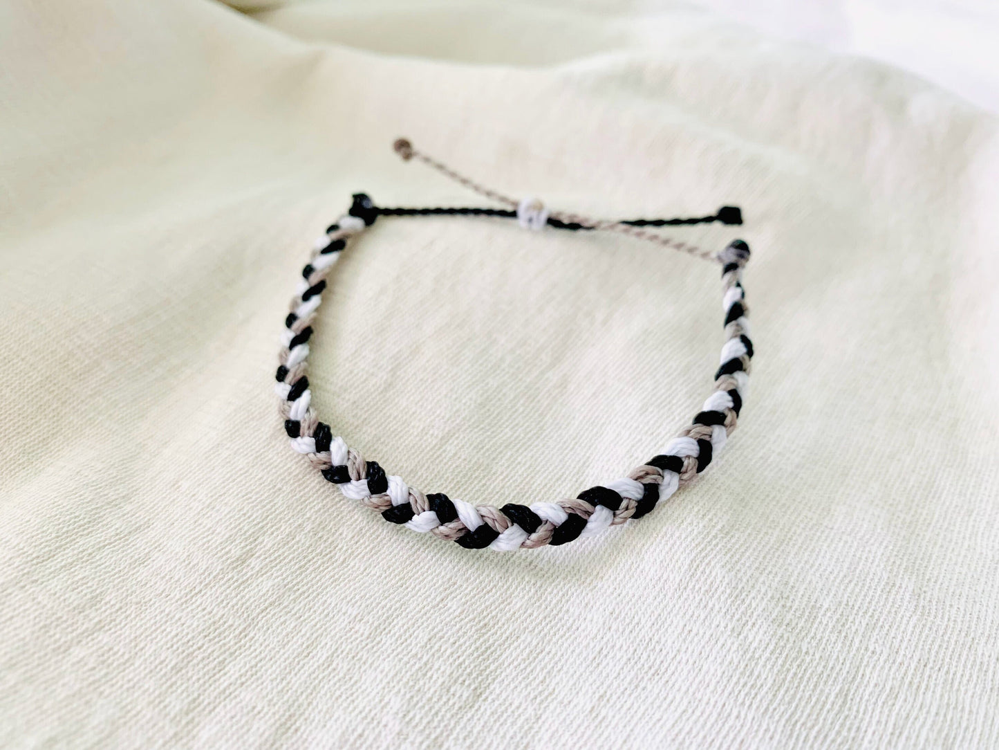 Black Braided Bracelet, Surfer Bracelet, Adjustable Bracelet, Waterproof, Handmade